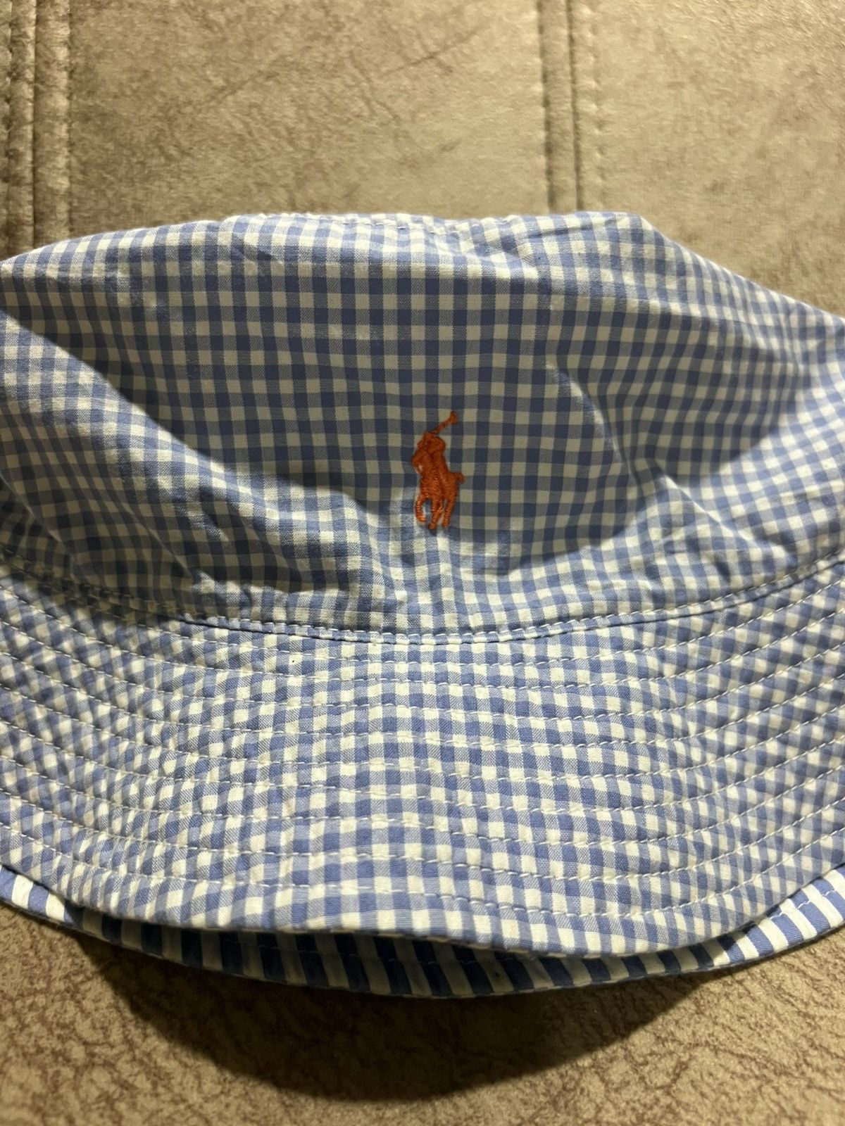 Polo Ralph Lauren Small Pony Checked Gingham Bucket Hat L