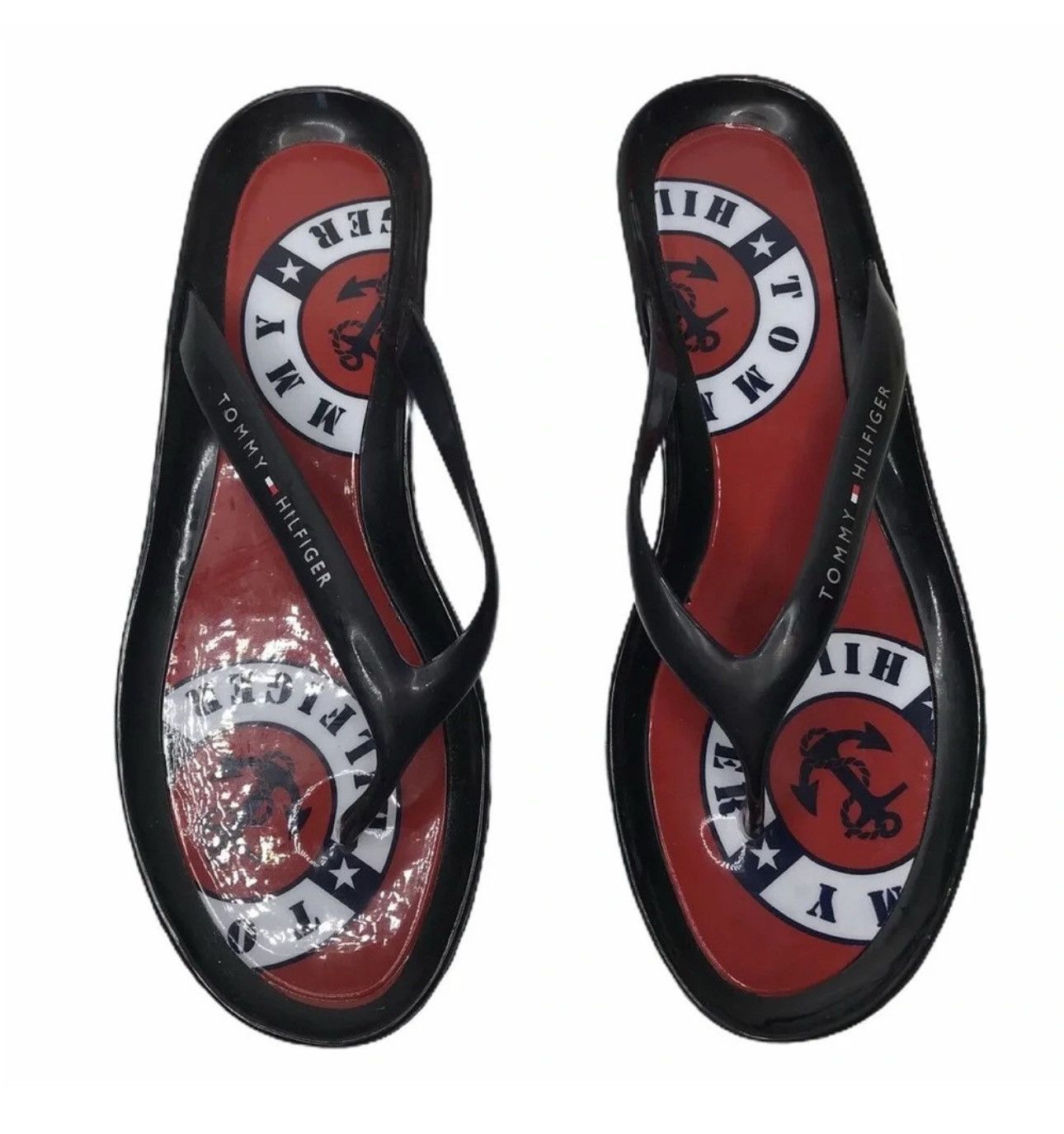 Designer × Tommy Hilfiger Tommy Hilfiger Black Red Nautical Sandals FlipFlops SZ 7 Size US 7 / IT 37 - 2 Thumbnail