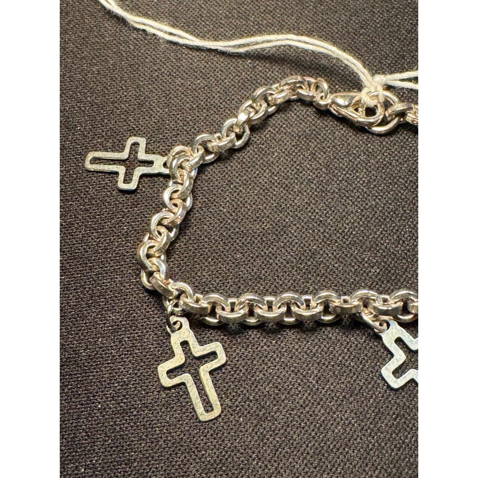 Other Rolled Cross Charm Bracelet Sterling Plated 5.5in Size ONE SIZE - 2 Thumbnail