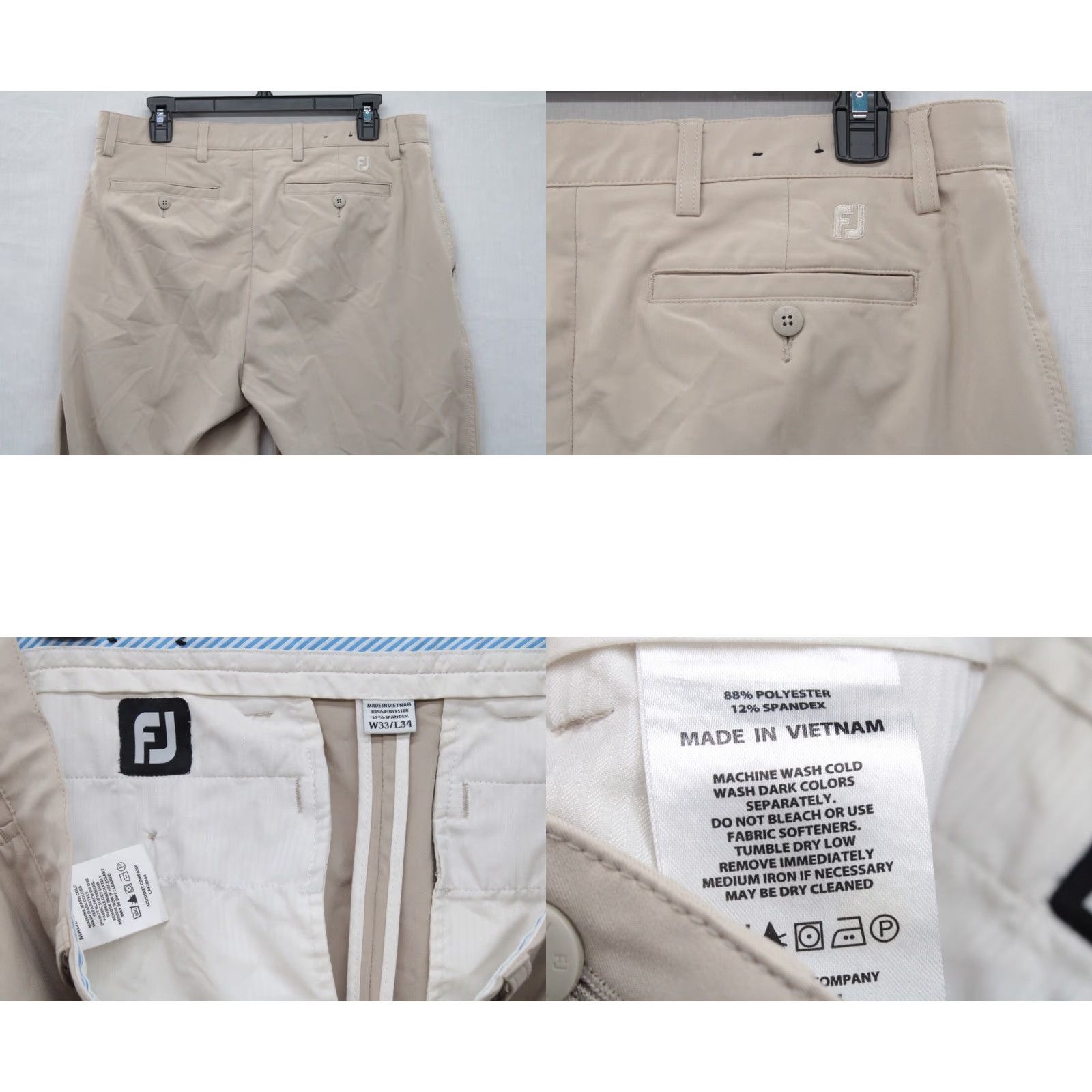 Footjoy FootJoy FJ Golf Pants Men's 34x34 Khaki Brown Chino Performance Preppy Size US 34 / EU 50 - 8 Thumbnail