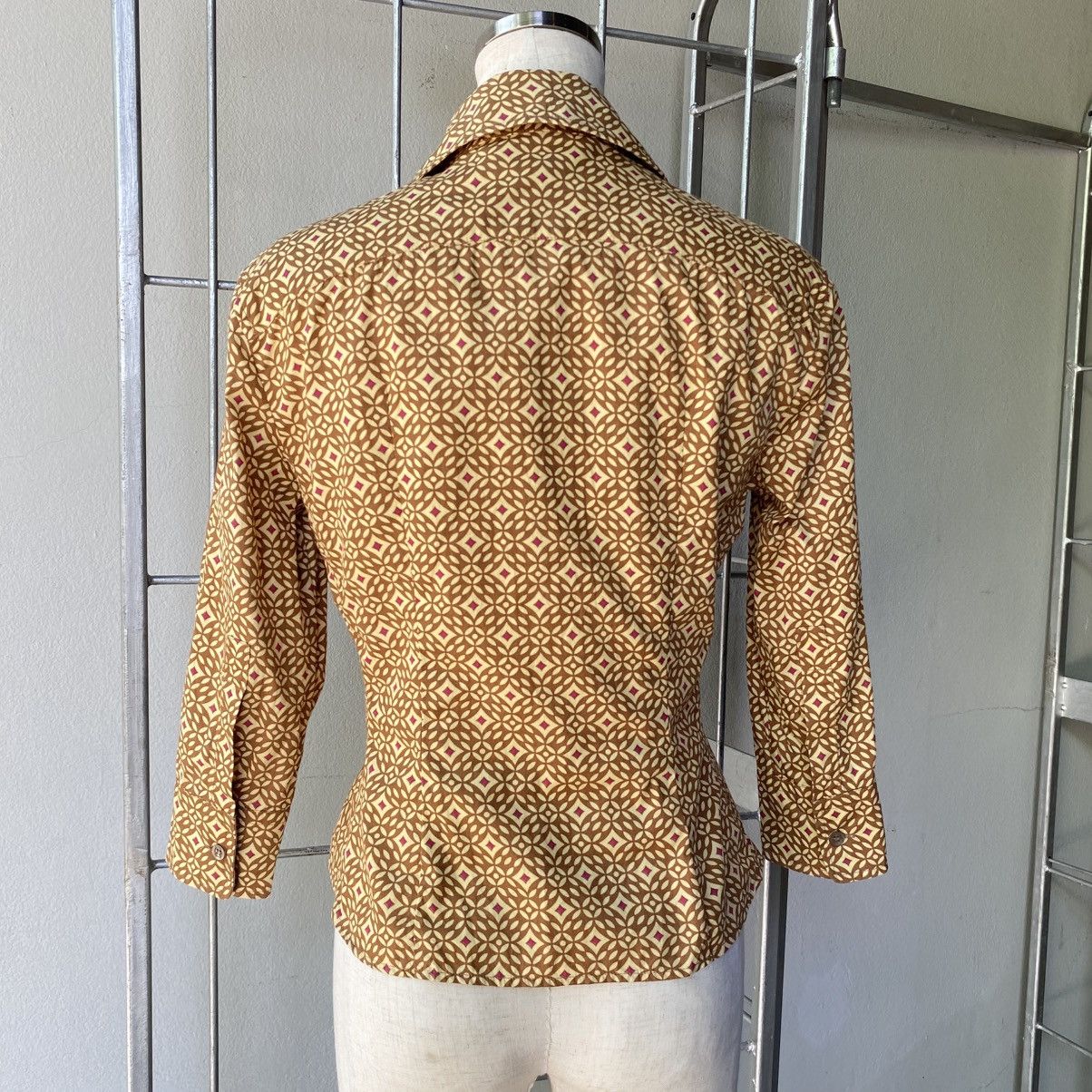 Sportmax Sportmax Brown Geometric Fitted Blouse Size S / US 4 / IT 40 - 3 Thumbnail
