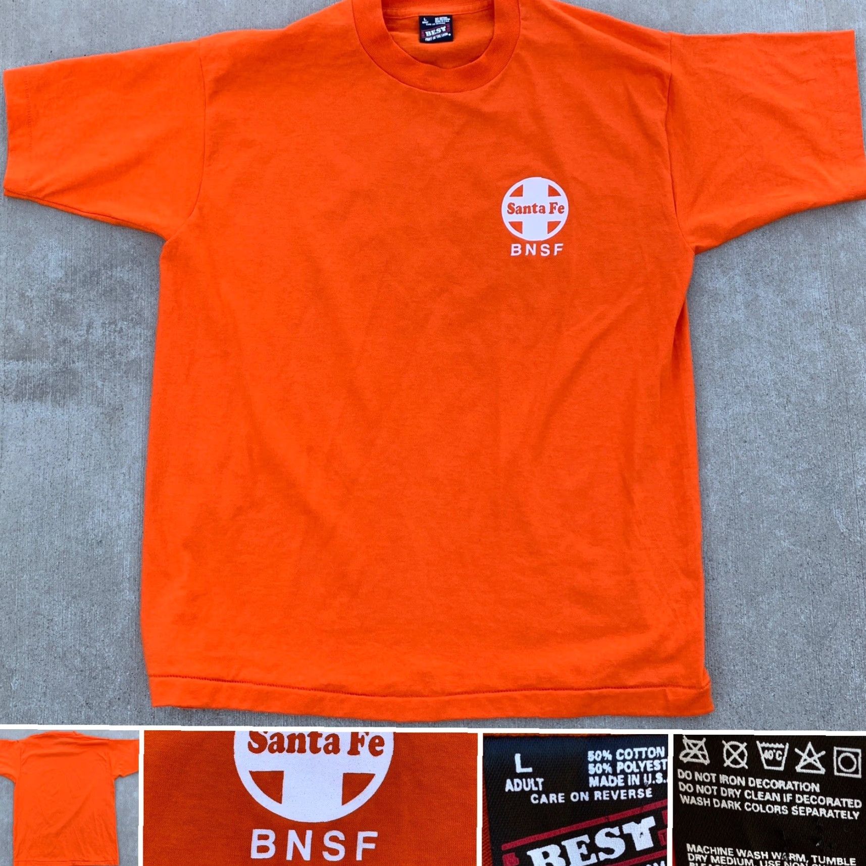Fruit Of The Loom VINTAGE Santa Fe BNSF T Shirt Railroad Train Graphic Tee Single Stitch Size L Men Size US L / EU 52-54 / 3 - 2 Thumbnail
