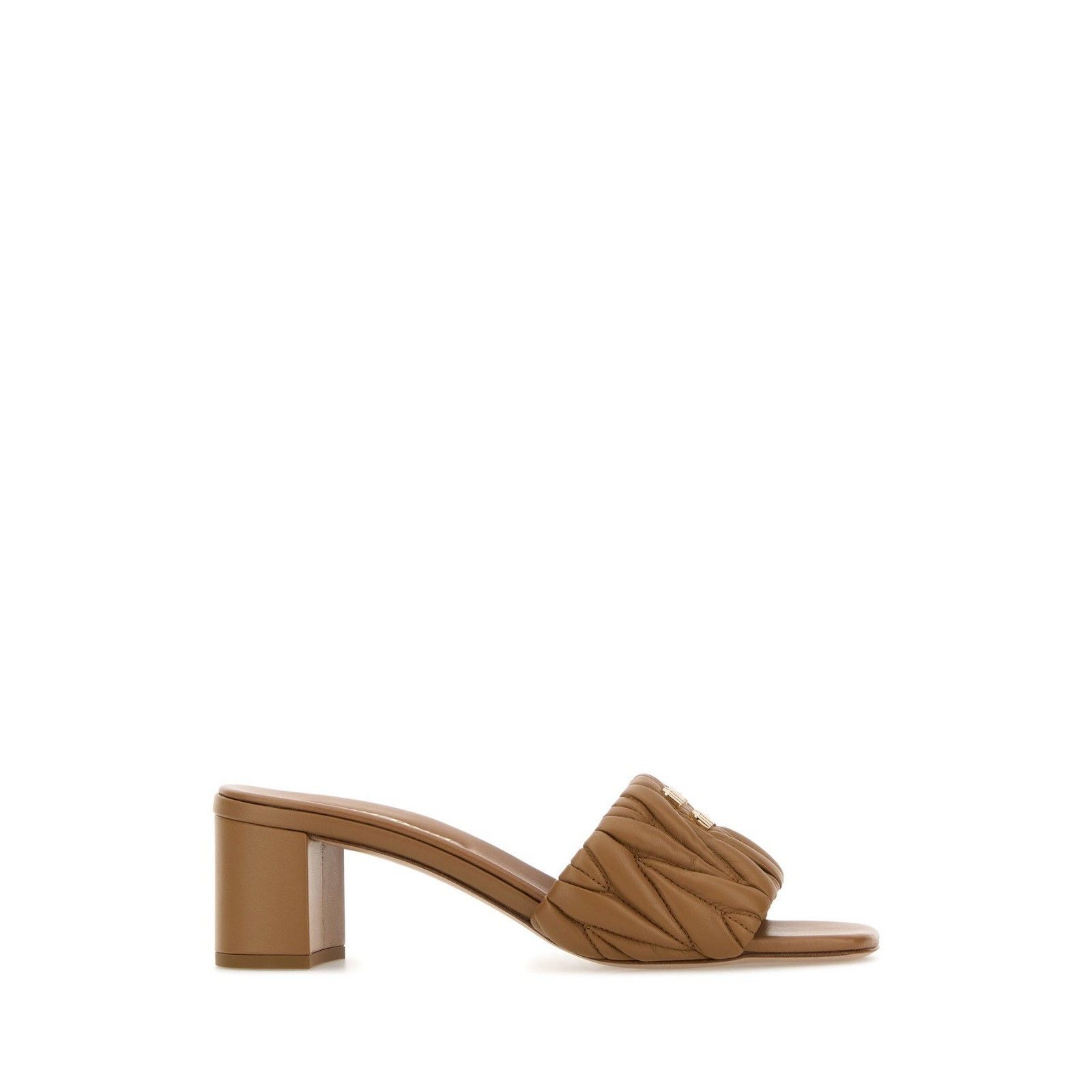 MIU MIU $1220 Caramel Matelasse Nappa Leather Slide New & Au