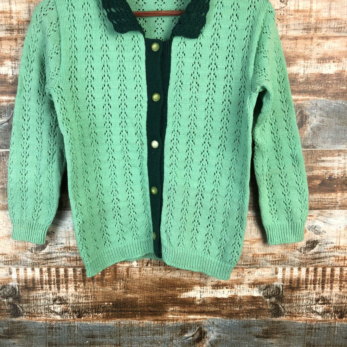 Vintage DL Japanese Brand Green Cardigan Knitwear #C598 Size XXS / US 00 / IT 34 - 3 Thumbnail
