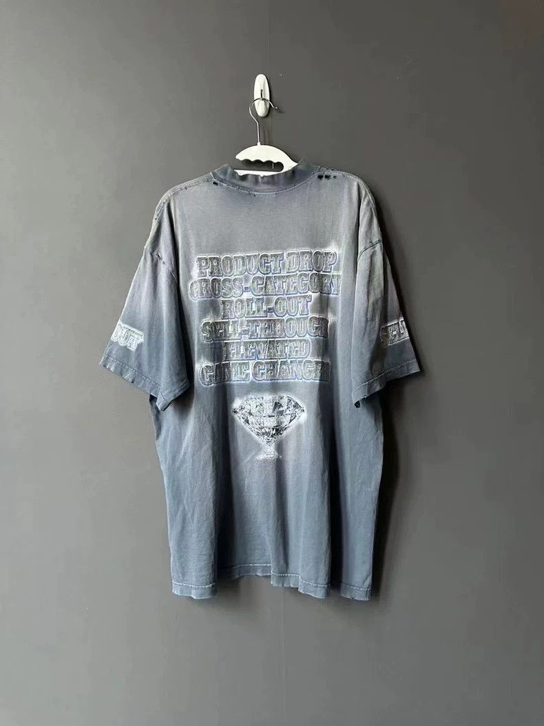 Balenciaga Balenciaga Washed Destruction Diamond Short Sleeve Size US S / EU 44-46 / 1 - 2 Thumbnail