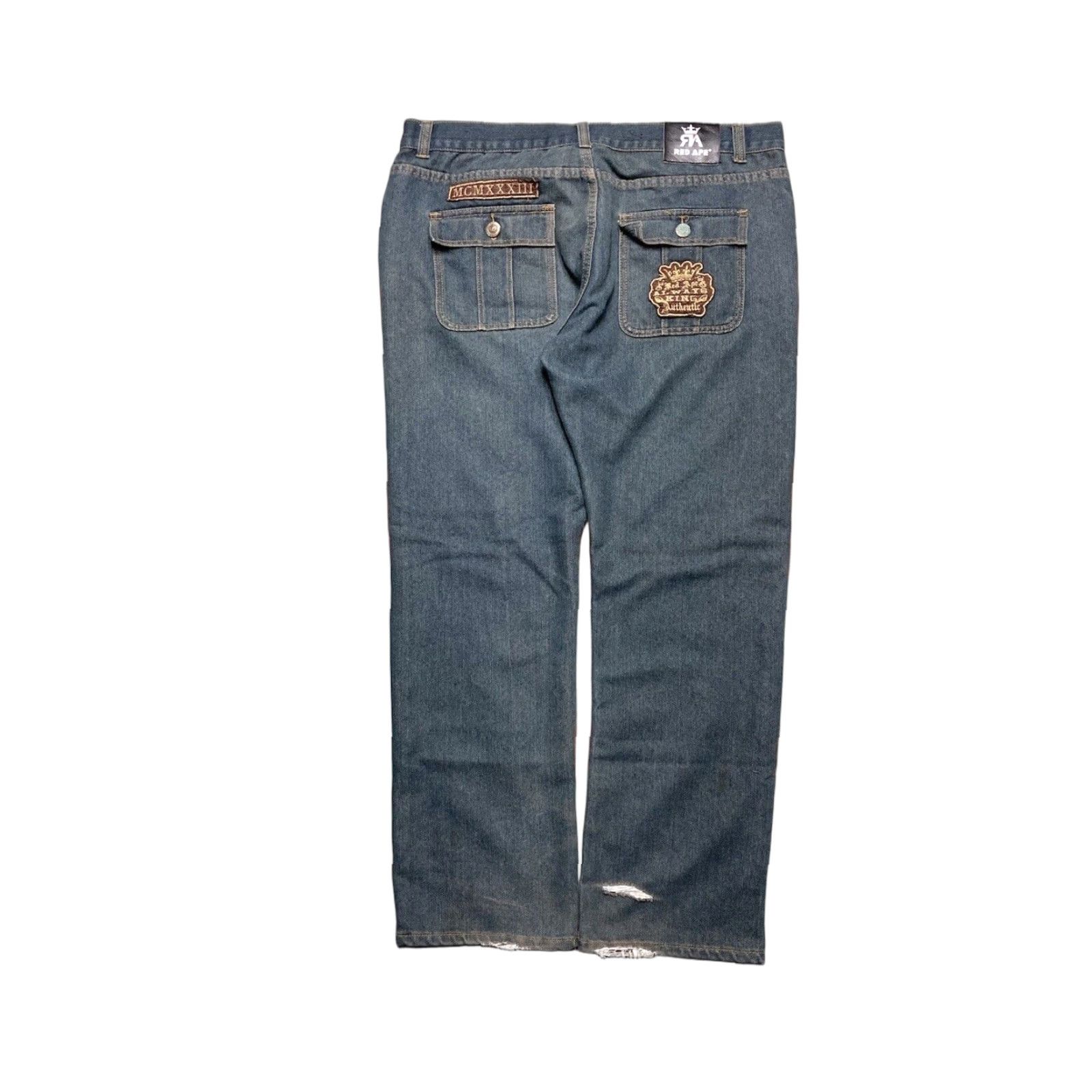 Vintage VINTAGE Red Ape Jeans Wide-Leg Hip Hop Embroidered 40x32 Men Jeans Baggy 90s Style Size US 40 / EU 56 - 1 Thumbnail