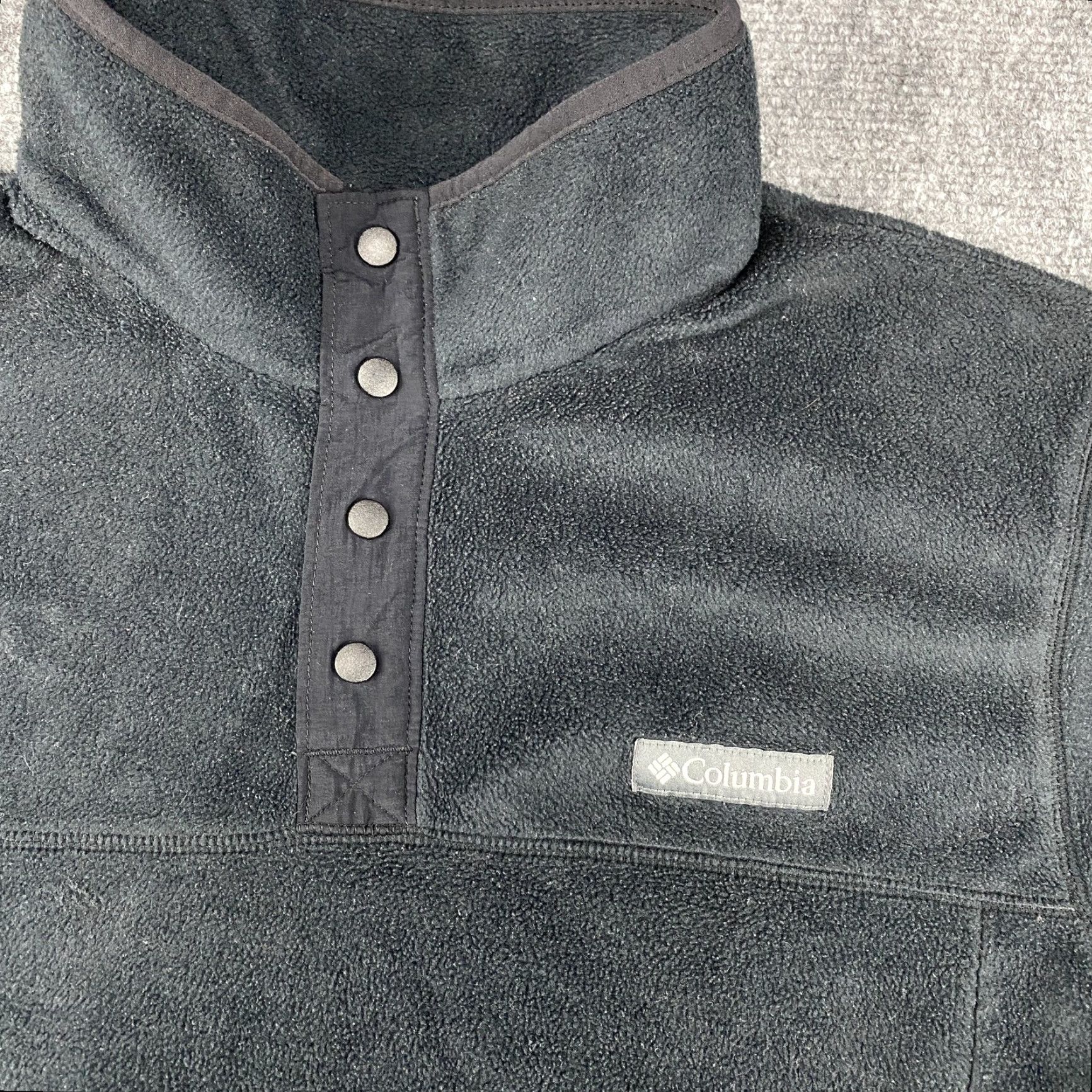 Vintage Columbia Sweatshirt Pullover Mens Large Black Fleece Snap Button Outdoor Hiking Mock Neck Long Sleeve Embroidered Logo Classic Polyester Size US L / EU 52-54 / 3 - 5 Thumbnail