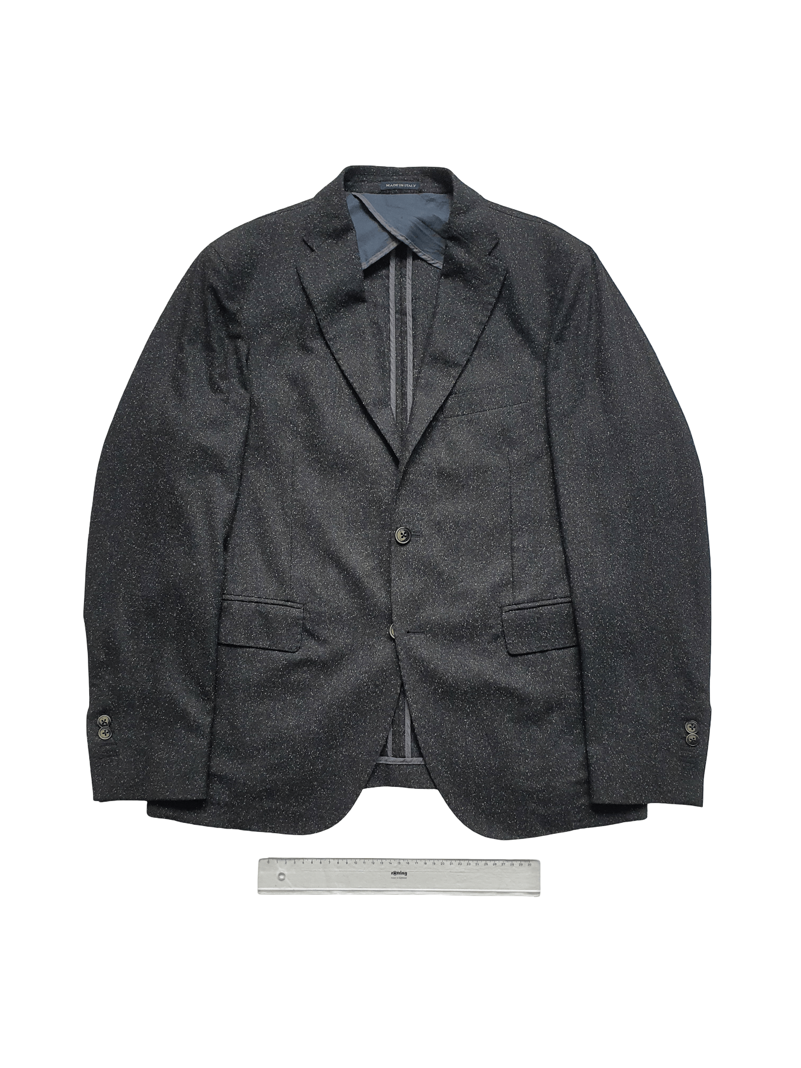 Angelo Nardelli CINQUANTUNO line - Wool/Silk/Viscose - Black/Gray Speckled Size 42R - 1 Thumbnail