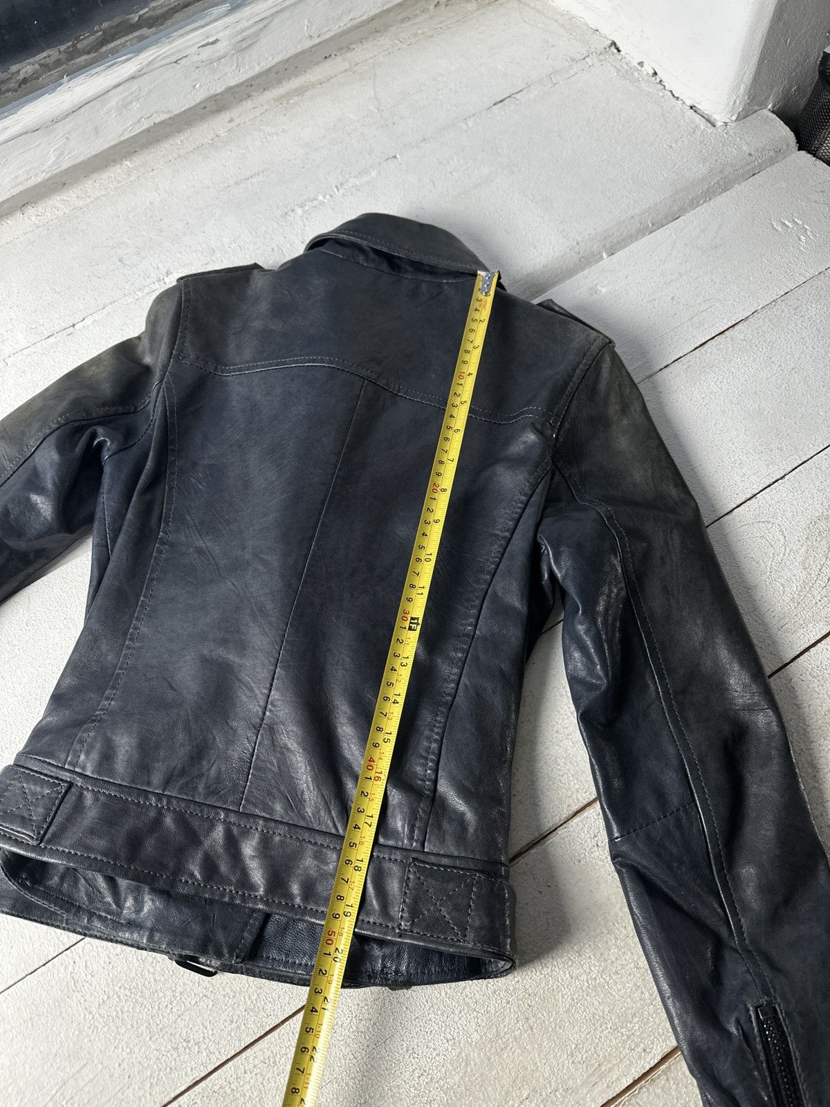 Other 🚨Y2K RICK OWENS TYPE DIRTY SLIM FIT ZIP LEATHER JACKET Size S / US 4 / IT 40 - 15 Thumbnail