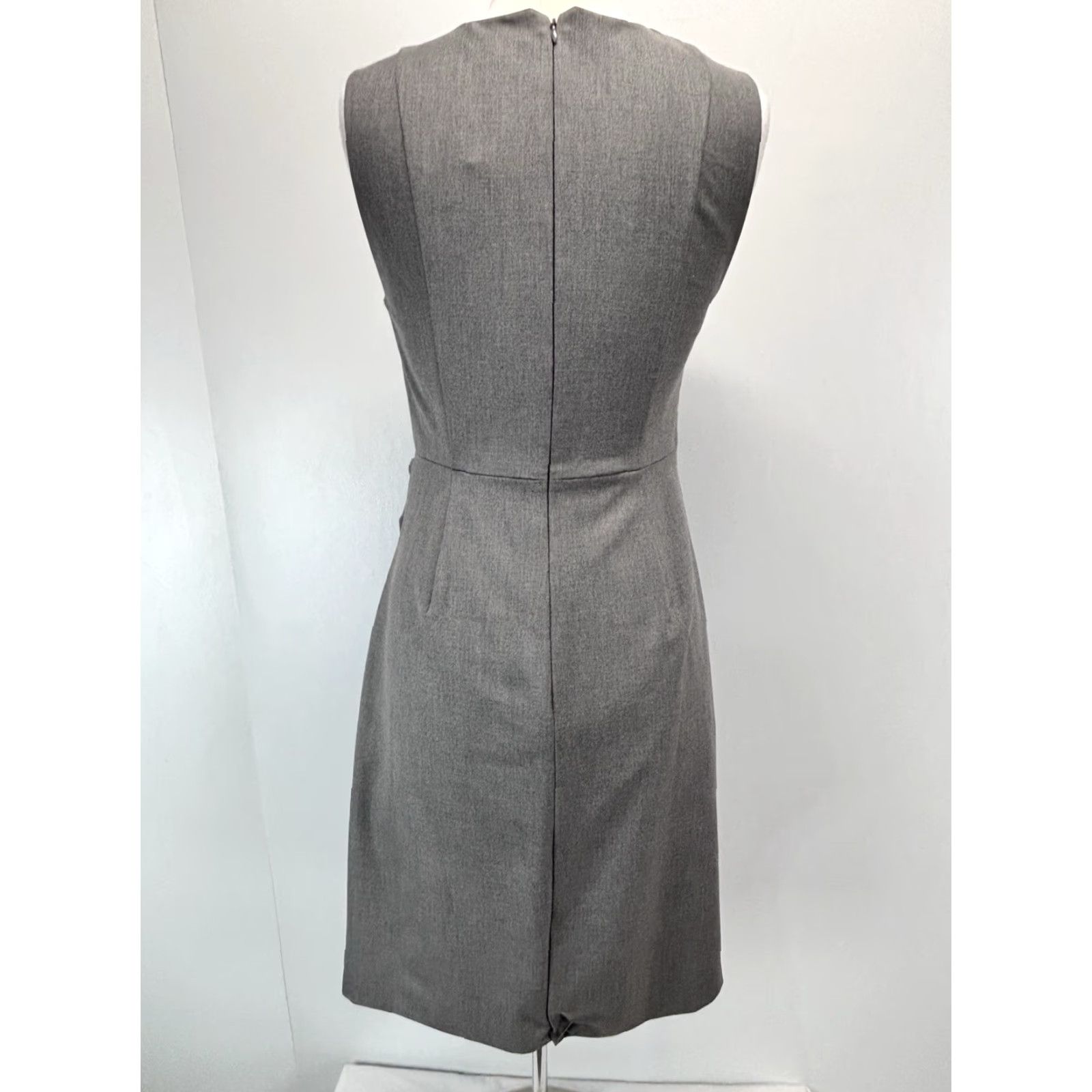 J.Crew NEW! J. Crew Dress Sz 8 Grey Ruched Sheath Sleeveless Career Business Women’s Size M / US 6-8 / IT 42-44 - 3 Thumbnail