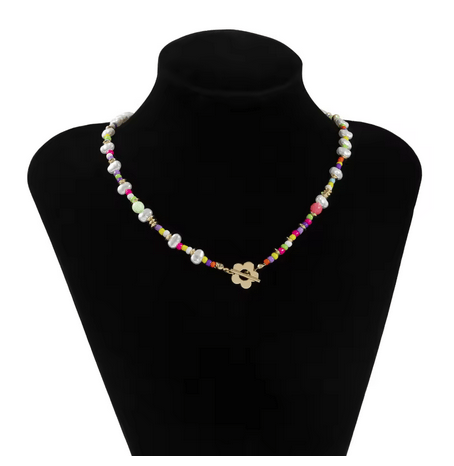 Jewelry Colorful Seed Beads Chain Choker Flowers Necklace Size ONE SIZE - 2 Thumbnail