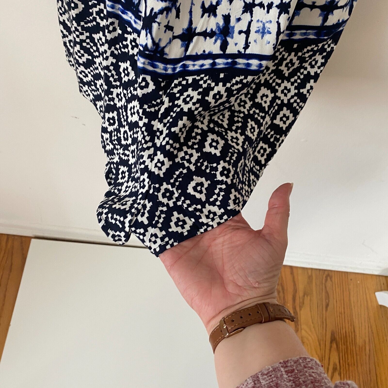 BB Dakota BB Dakota Beale Blue White Aztec Halter Tie Romper Pockets S Size 27" / US 4 / IT 40 - 10 Thumbnail
