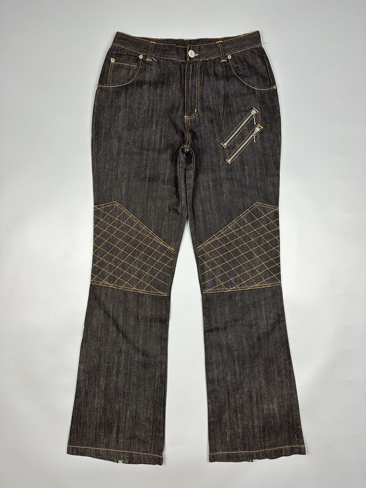 If Six Was Nine × Le Grande Bleu (L.G.B.) Seditionaries Double Knees Multi Zipper Flared Denim Size US 31 - 1 Thumbnail