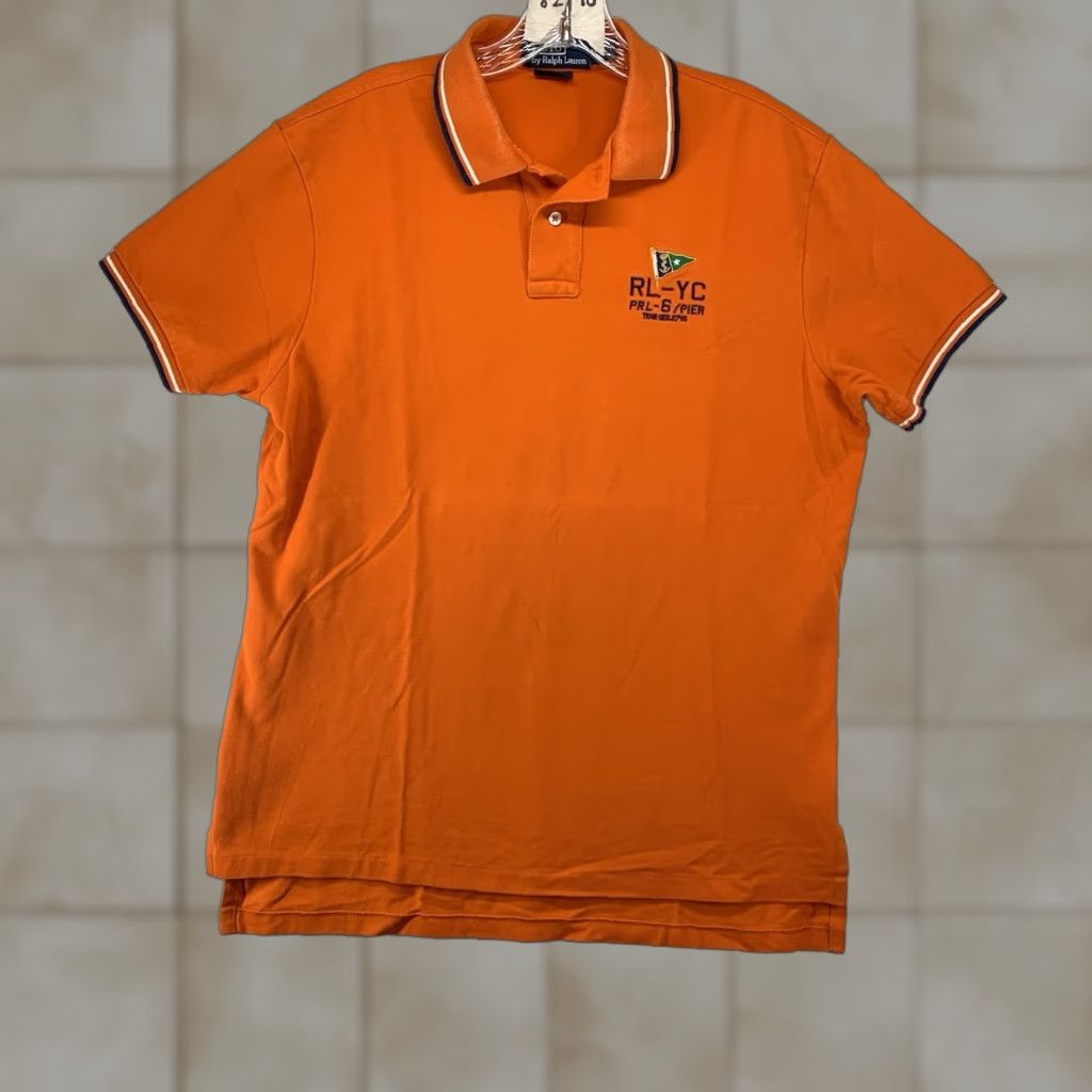 Polo Ralph Lauren VINTAGE Polo Ralph Lauren Yacht Club Polo Shirt Mens Large Bright Orange Embroidered Classic Casual Size US L / EU 52-54 / 3 - 1 Thumbnail