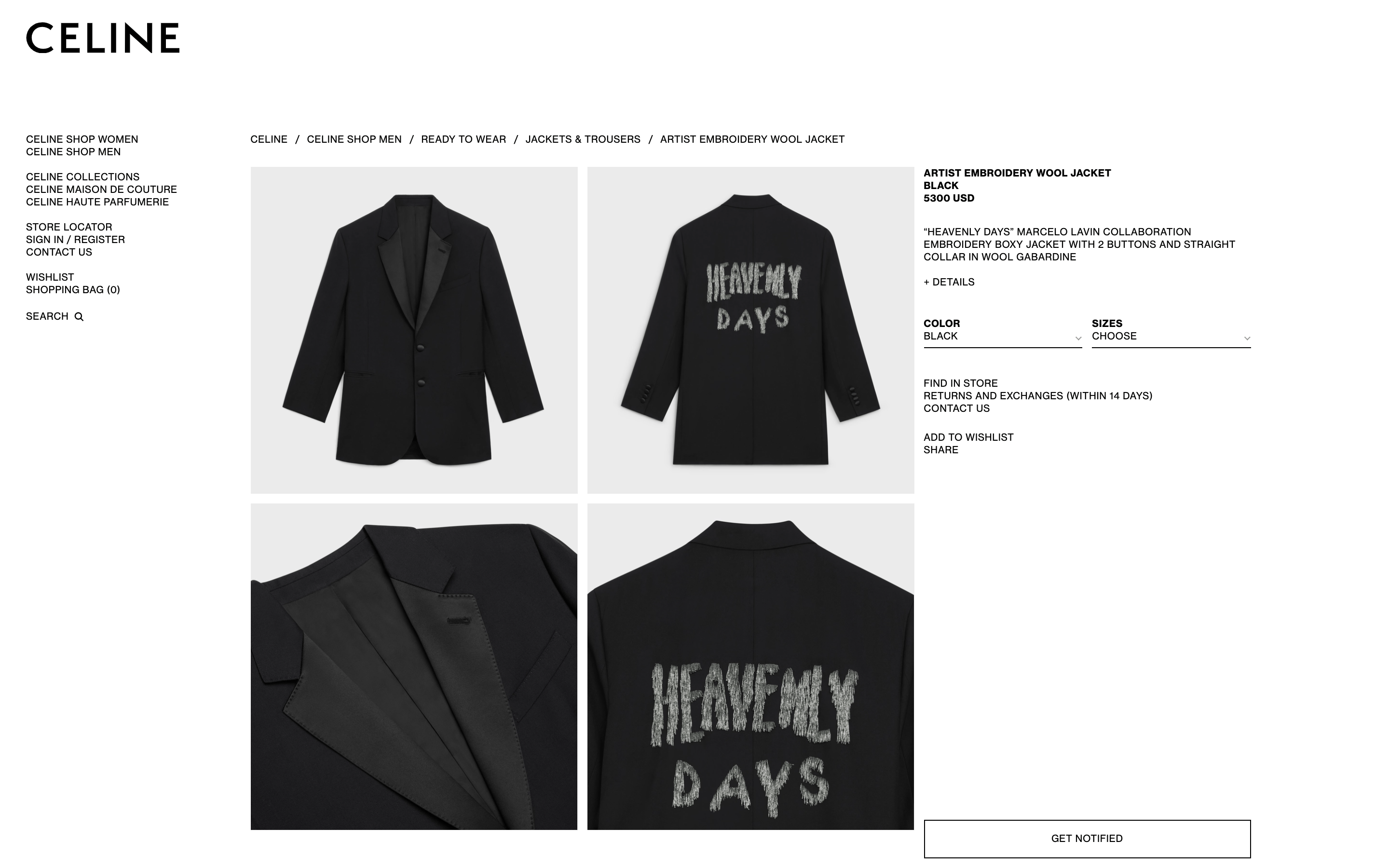 Celine SS22 "Heavenly Days" Marcelo Lavin Embroidery Blazer Jacket Size 48R - 14 Thumbnail