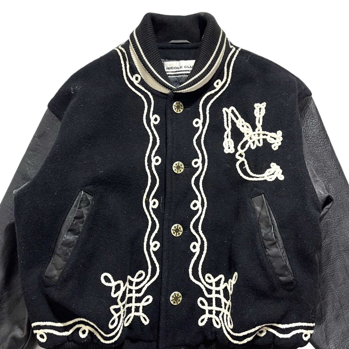 Nicole Club 🔥RARE DESIGN Vintage Nicole Club Wool Leather Vasity Jacket Size US M / EU 48-50 / 2 - 3 Thumbnail