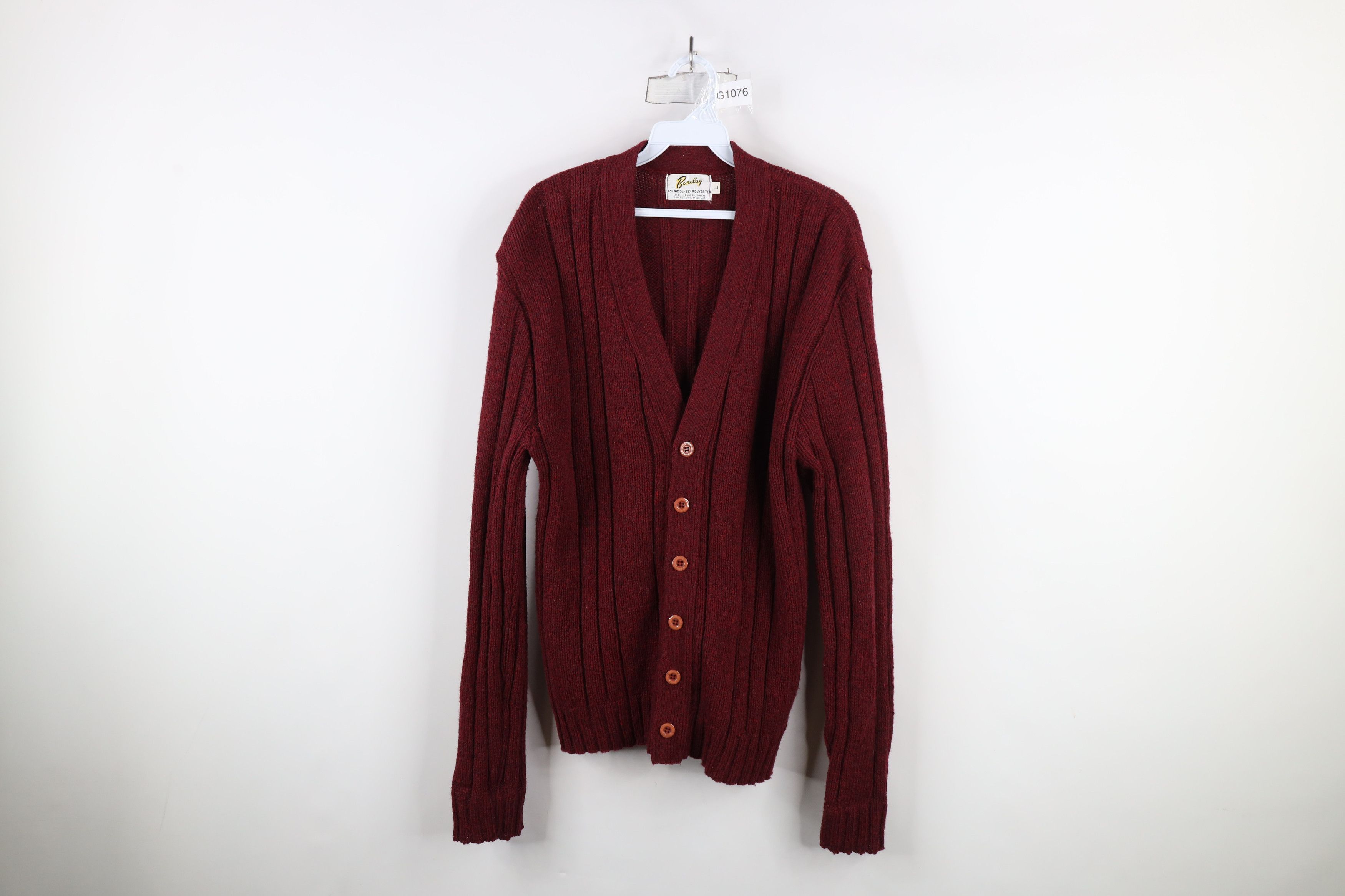 Vintage Vintage 60s Rockabilly Ribbed Knit Cardigan Sweater USA Size US L / EU 52-54 / 3 - 1 Thumbnail