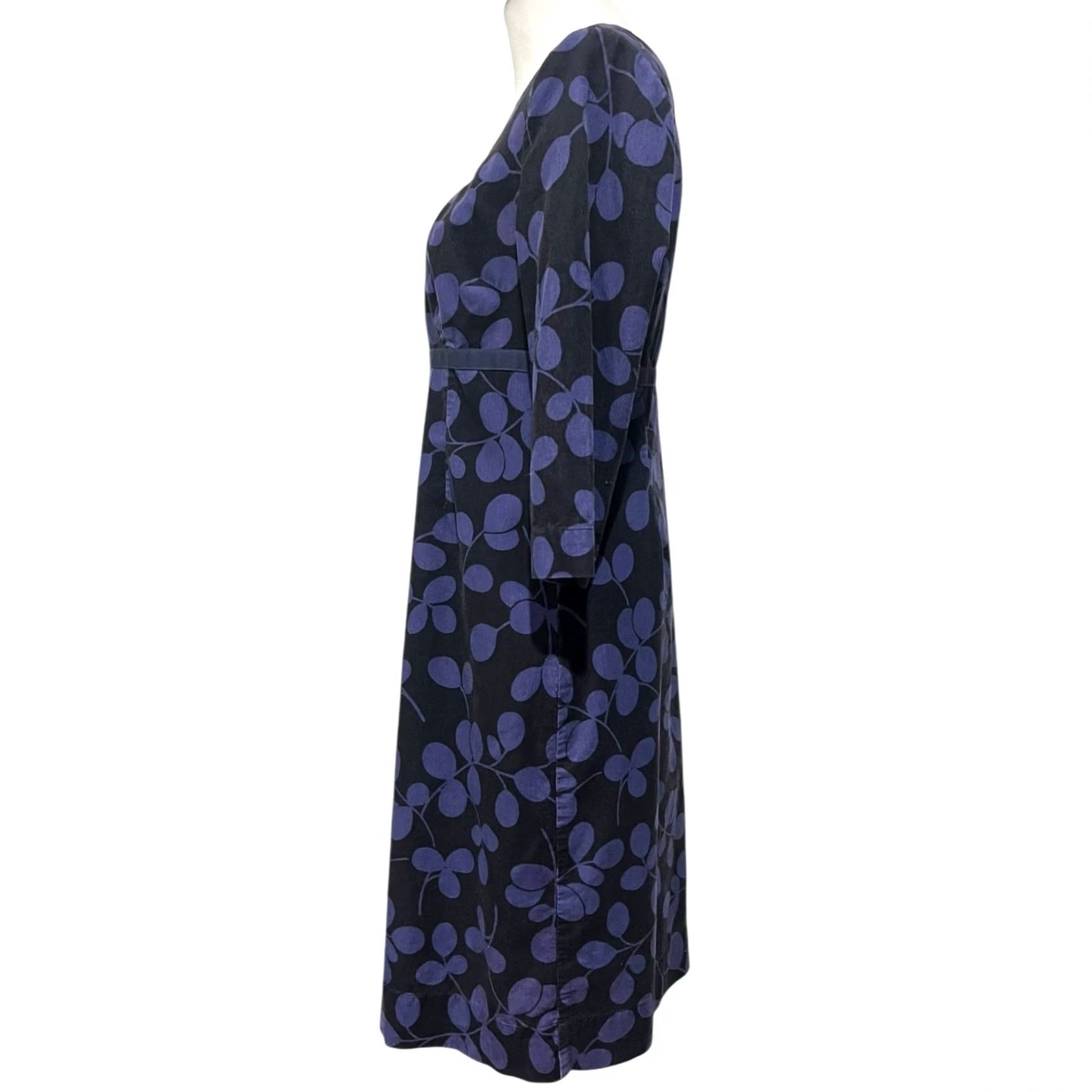Boden Boden Corduroy Dress Purple Black Empire Waist Scoop Neck 3/4 Sleeve Women’s 8L Size Regular Knee Length Satin? Size M / US 6-8 / IT 42-44 - 5 Thumbnail