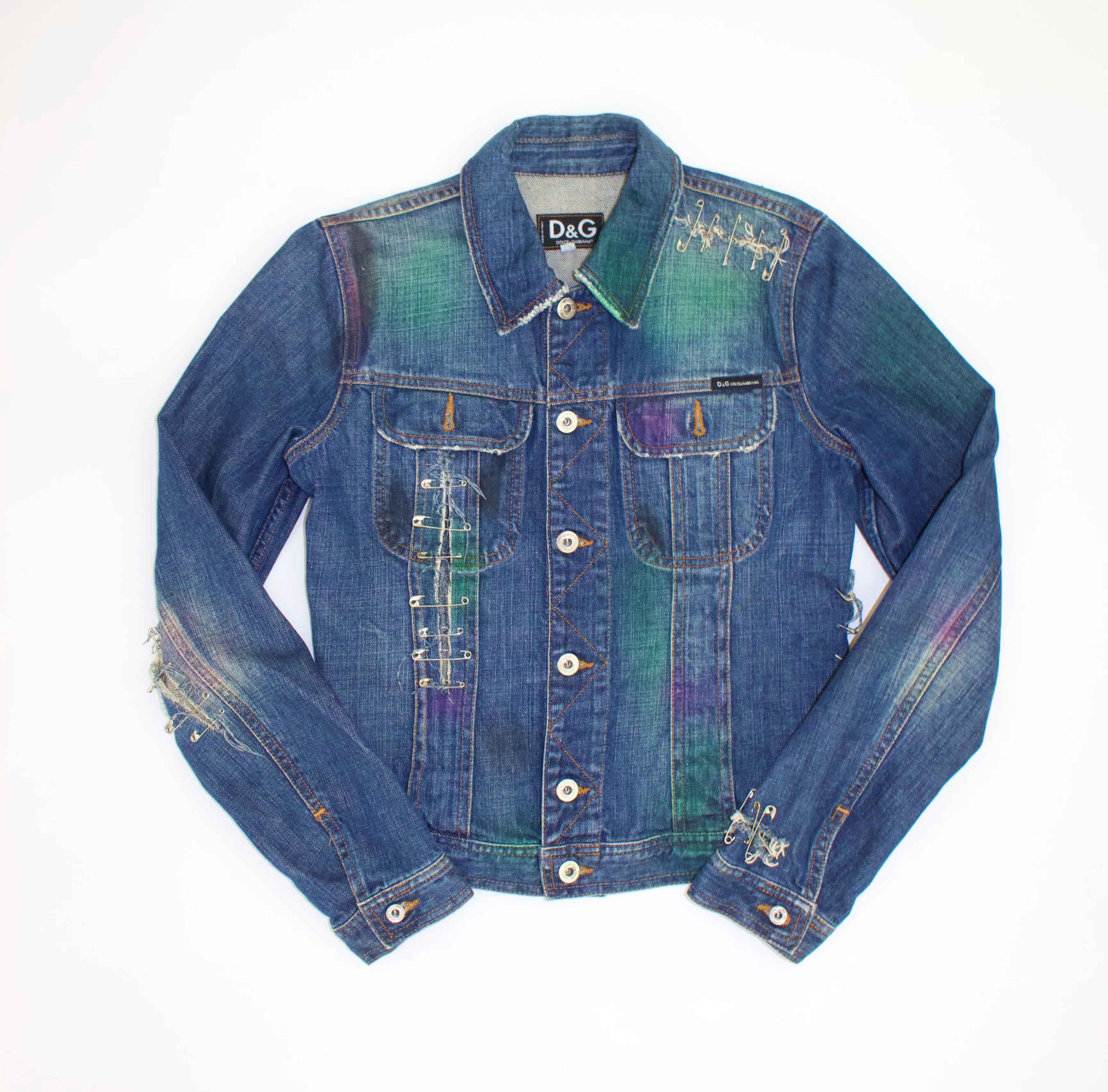 Dolce & Gabbana Dolce and Gabbana D&G SS2001 Spray Paint Safety Pin Jacket Size US XS / EU 42 / 0 - 2 Thumbnail