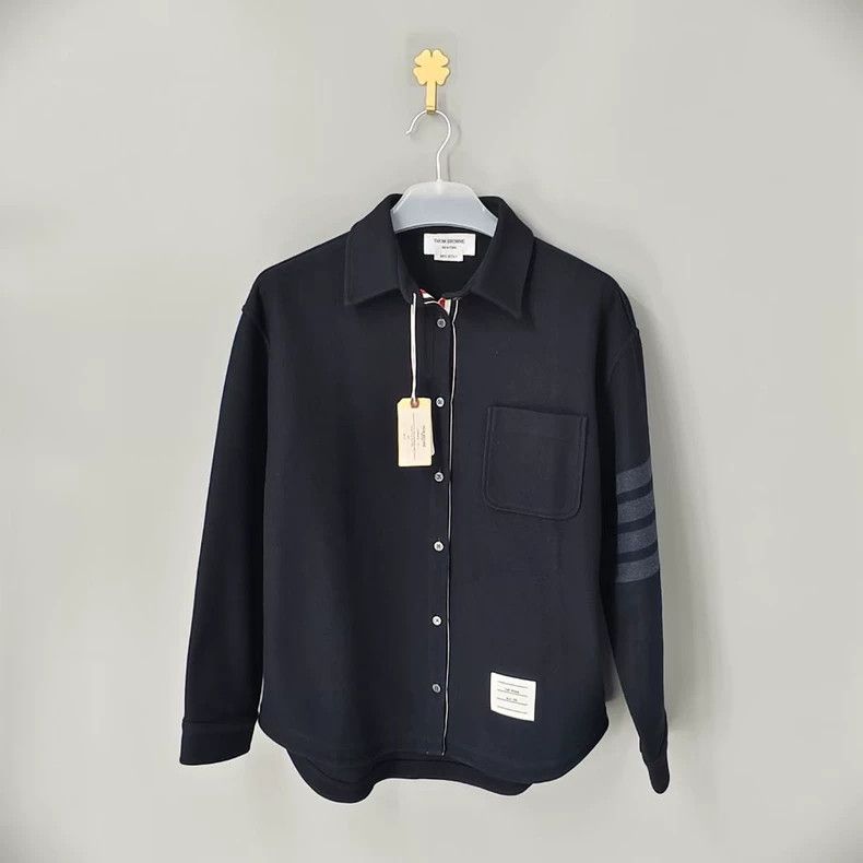 Thom Browne THOM BROWNE Stripe Detail Shirt Jacket - dmc Size US M / EU 48-50 / 2 - 1 Thumbnail