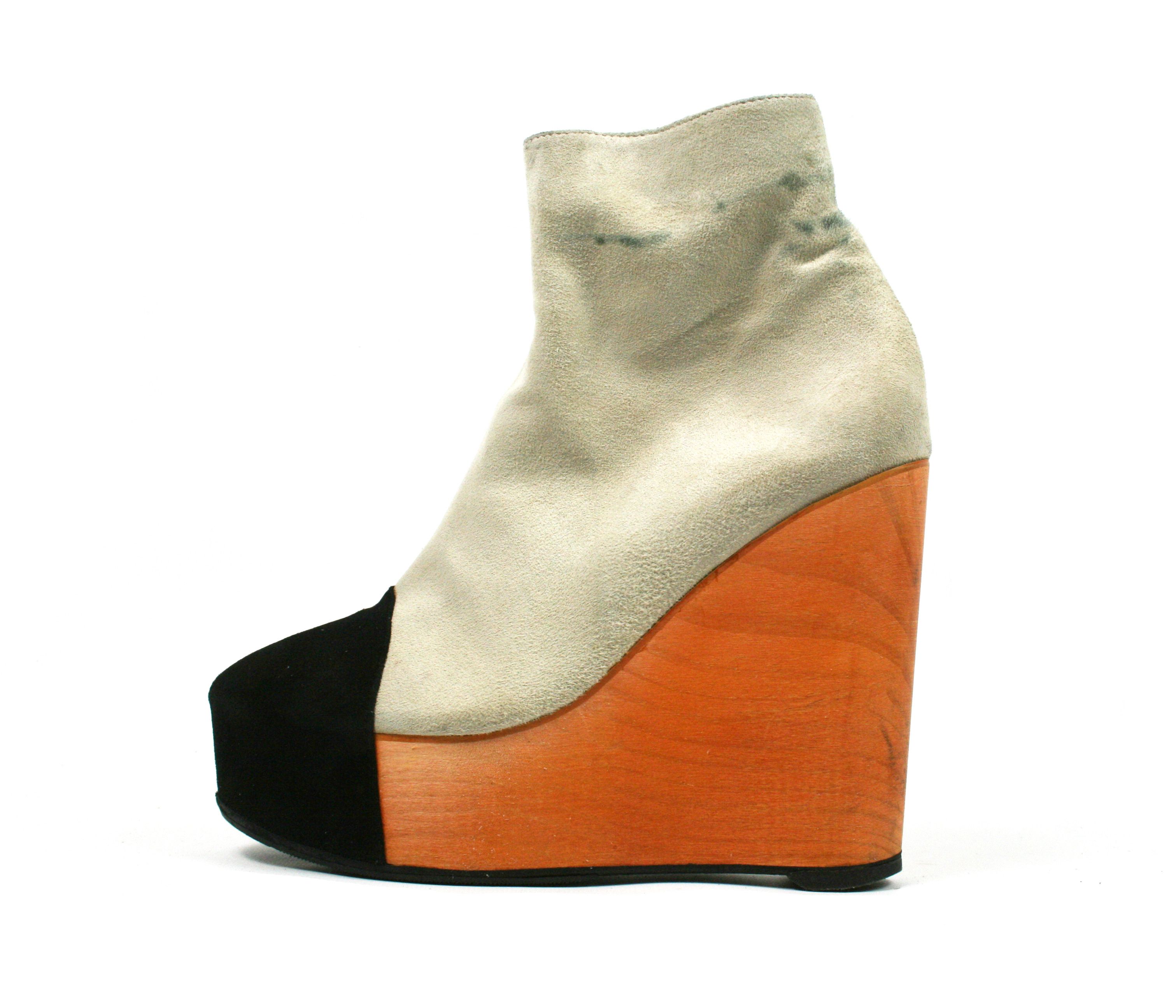 Other Minimarket Avant-Garde Wedge Ankle Suede Boots Size US 7 / IT 37 - 1 Thumbnail