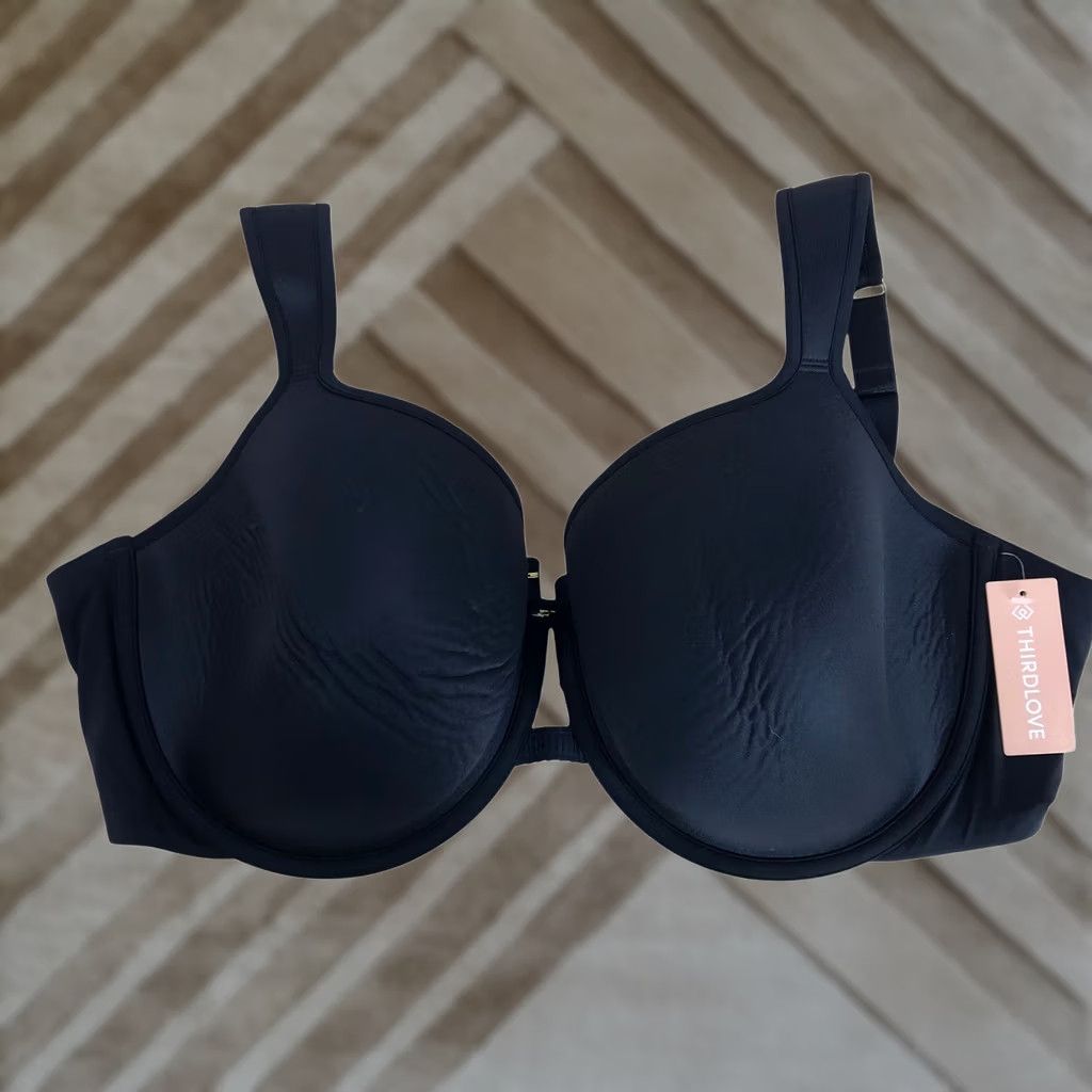 Vintage ThirdLove Black 24/7 Perfect Coverage Bra 44DD Underwire Memory Foam New Size ONE SIZE - 1 Thumbnail