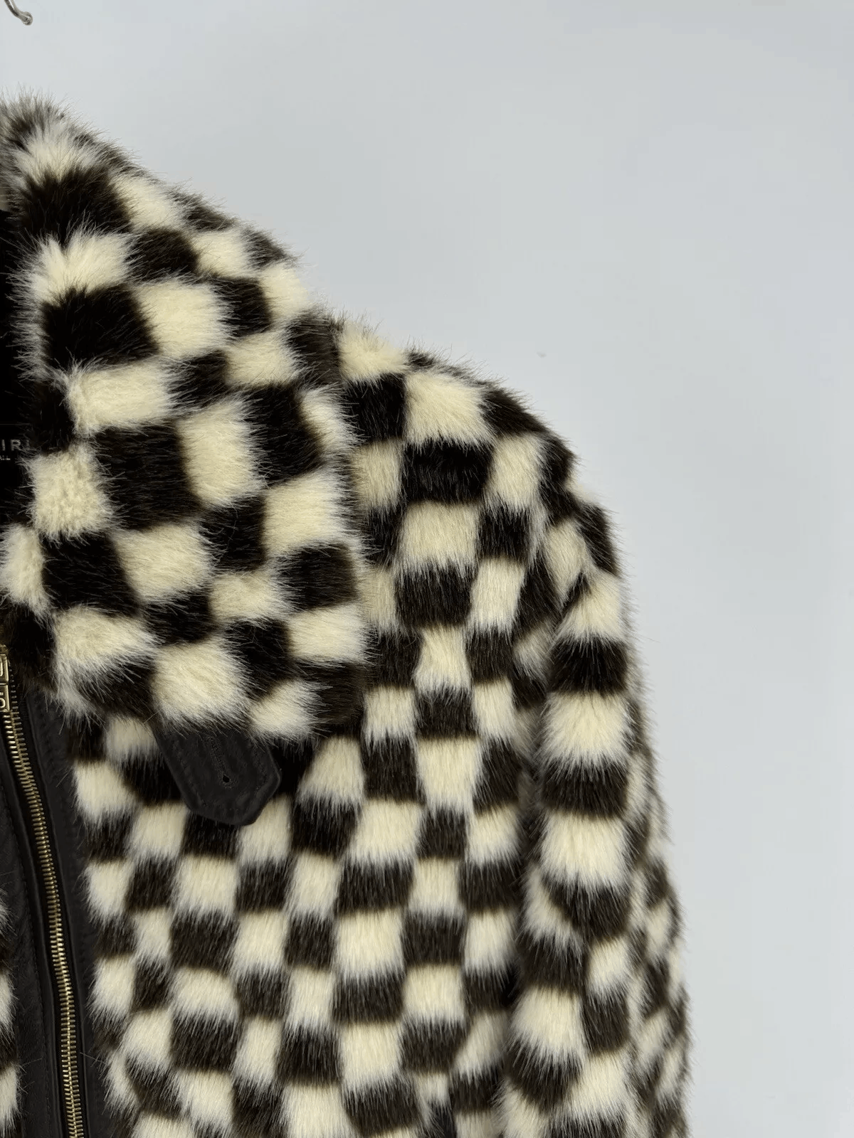 Amiri Amiri Leather Jacket CHECKERED FAUX FUR BLOUSON BLACK Size US S / EU 44-46 / 1 - 4 Thumbnail