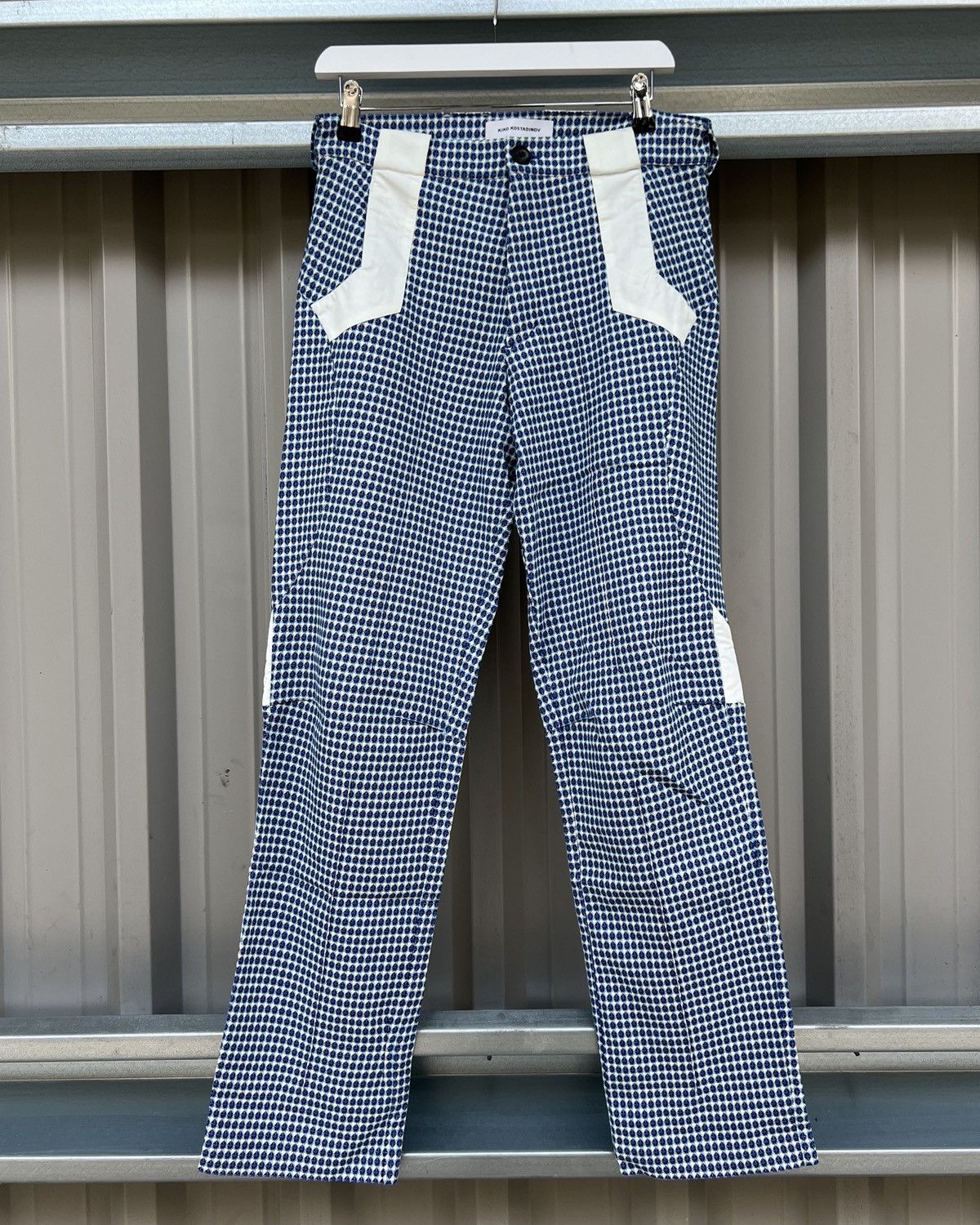 Kiko Kostadinov 00082020 Tulcea Cobalt Orb Check Darted Pants Size US 30 / EU 46 - 1 Thumbnail