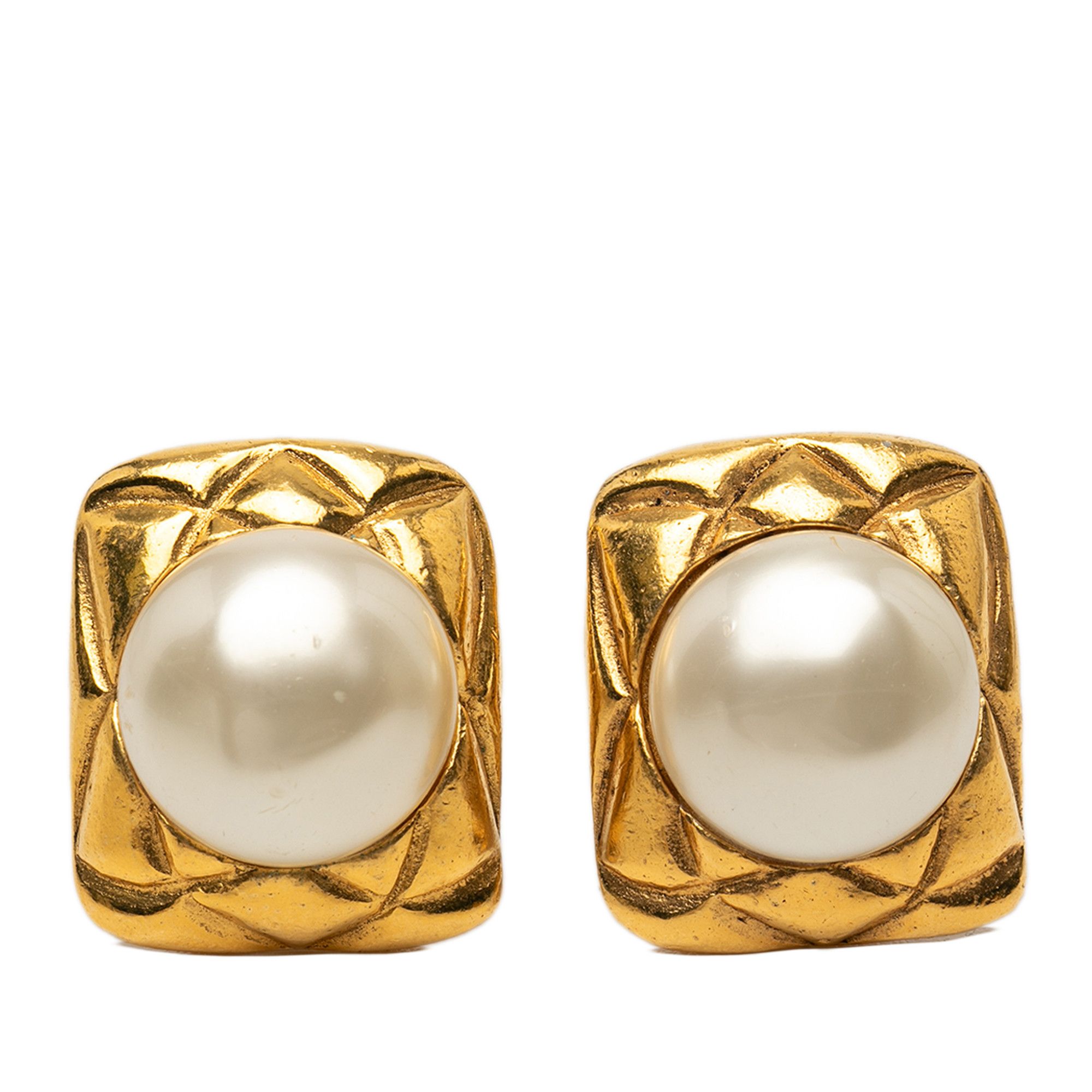 Chanel Chanel Gold Plated Faux Pearl Clip on Earrings Size ONE SIZE - 1 Thumbnail