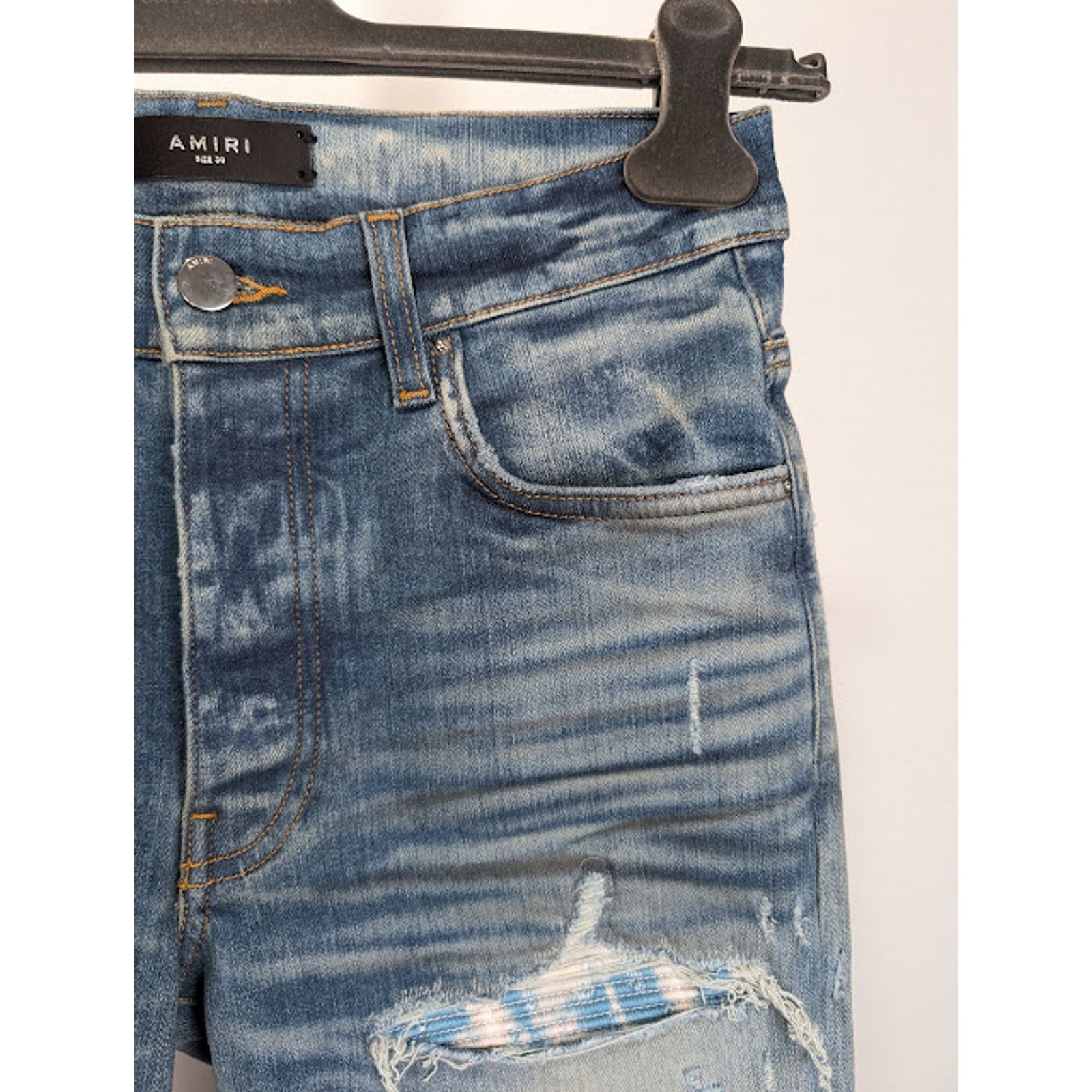 Amiri o1rshd1 Bleached MA Paisley MX1 Jeans Honeycomb Indigo Size US 40 / EU 56 - 10 Thumbnail