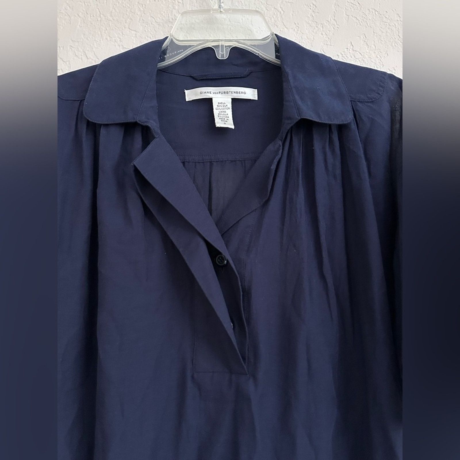 Diane von Furstenberg Diane Von Furstenberg Midi Silk/Cotton Dress Women 0 Navy Size XS / US 0-2 / IT 36-38 - 4 Thumbnail