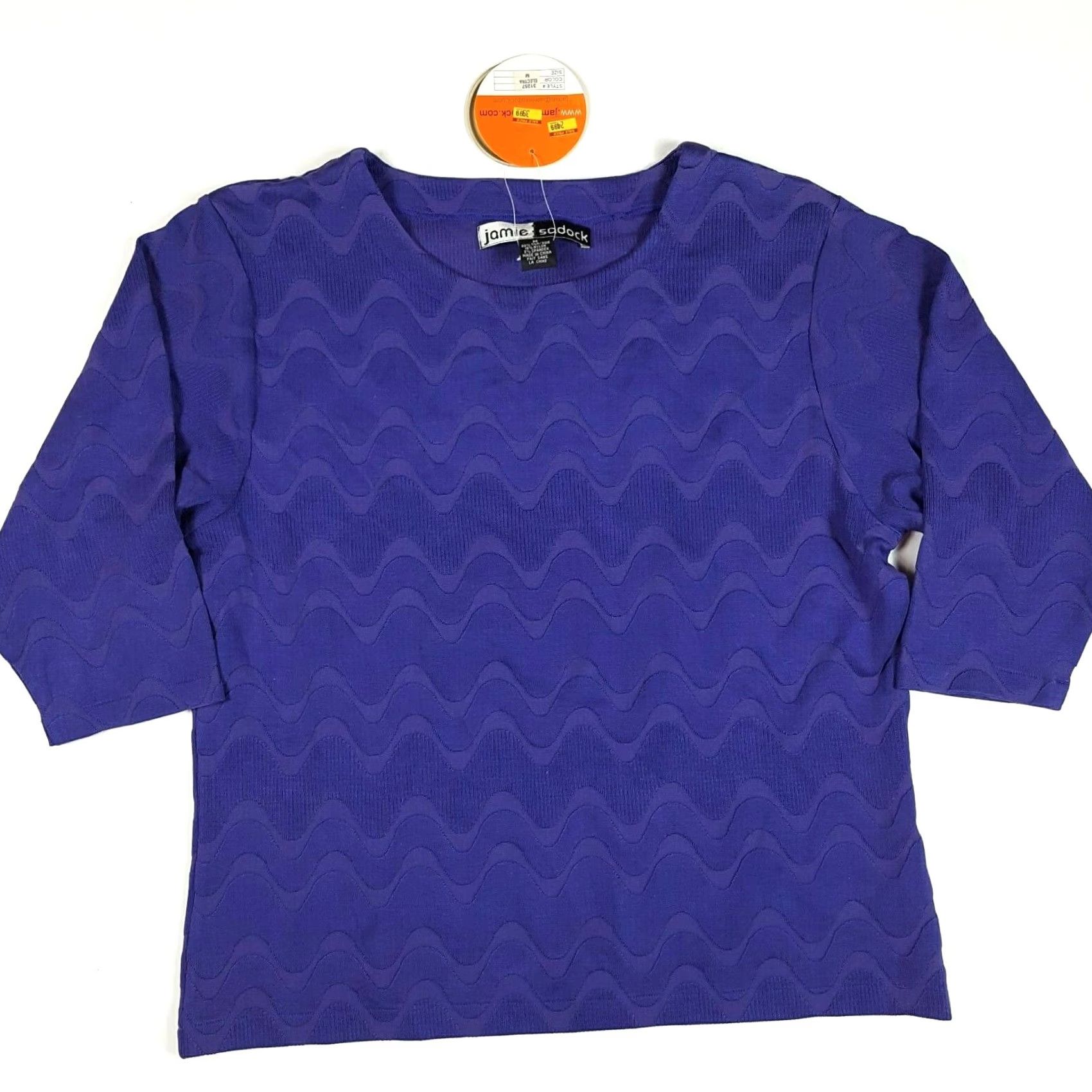 Vintage Jamie Sadock Silk Knit Purple Wave Pullover Sweater Top Womens M Vintage Size M / US 6-8 / IT 42-44 - 2 Thumbnail