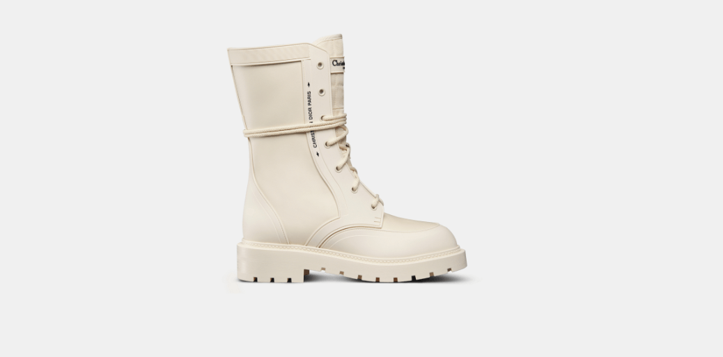 image of Dior O1W1Db10124 Roses Textured Rubber Urban-D Ankle Boot White, Women's (Size 6)