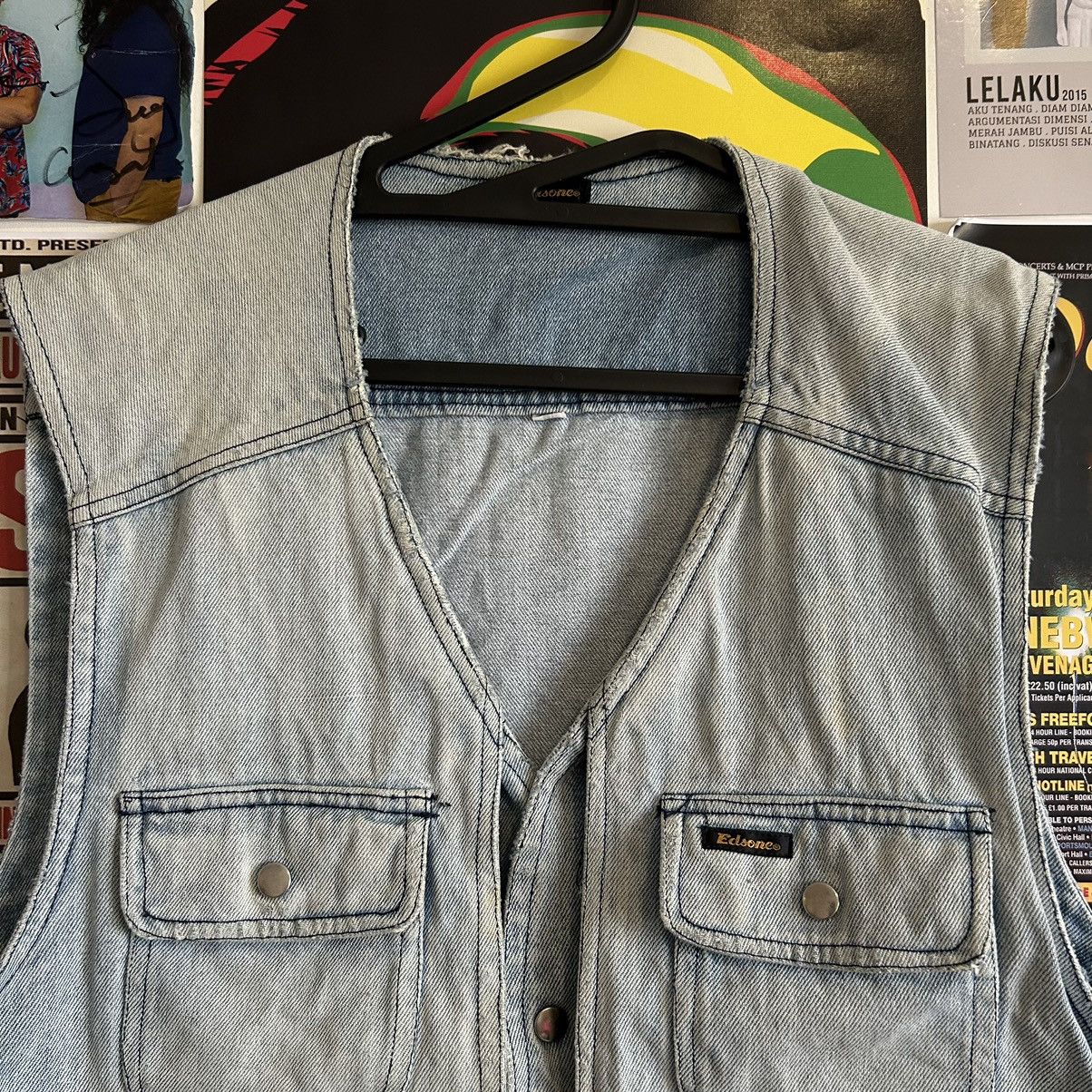 Vintage Vintage Edsone Distressed Denim Vest Size US M / EU 48-50 / 2 - 2 Thumbnail