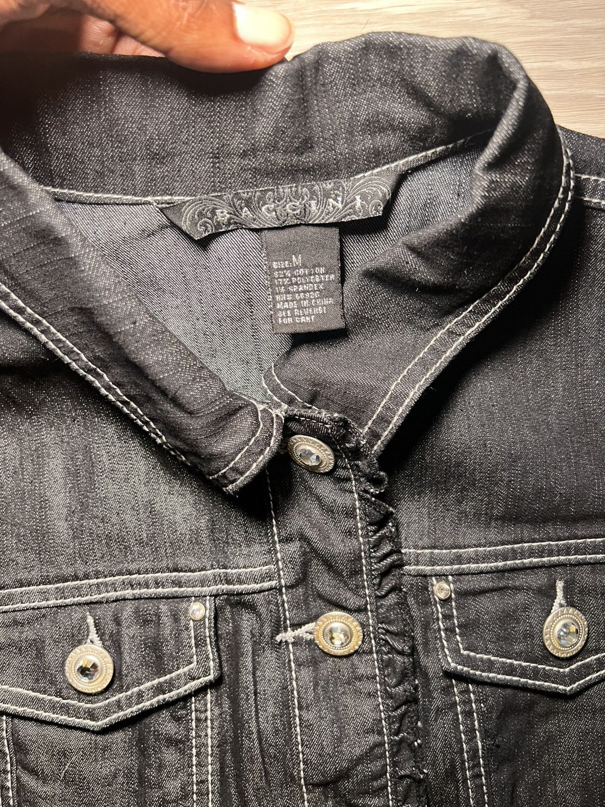 Designer × Japanese Brand × Vintage 90s Black Denim Jean Jacket Size M / US 6-8 / IT 42-44 - 3 Thumbnail