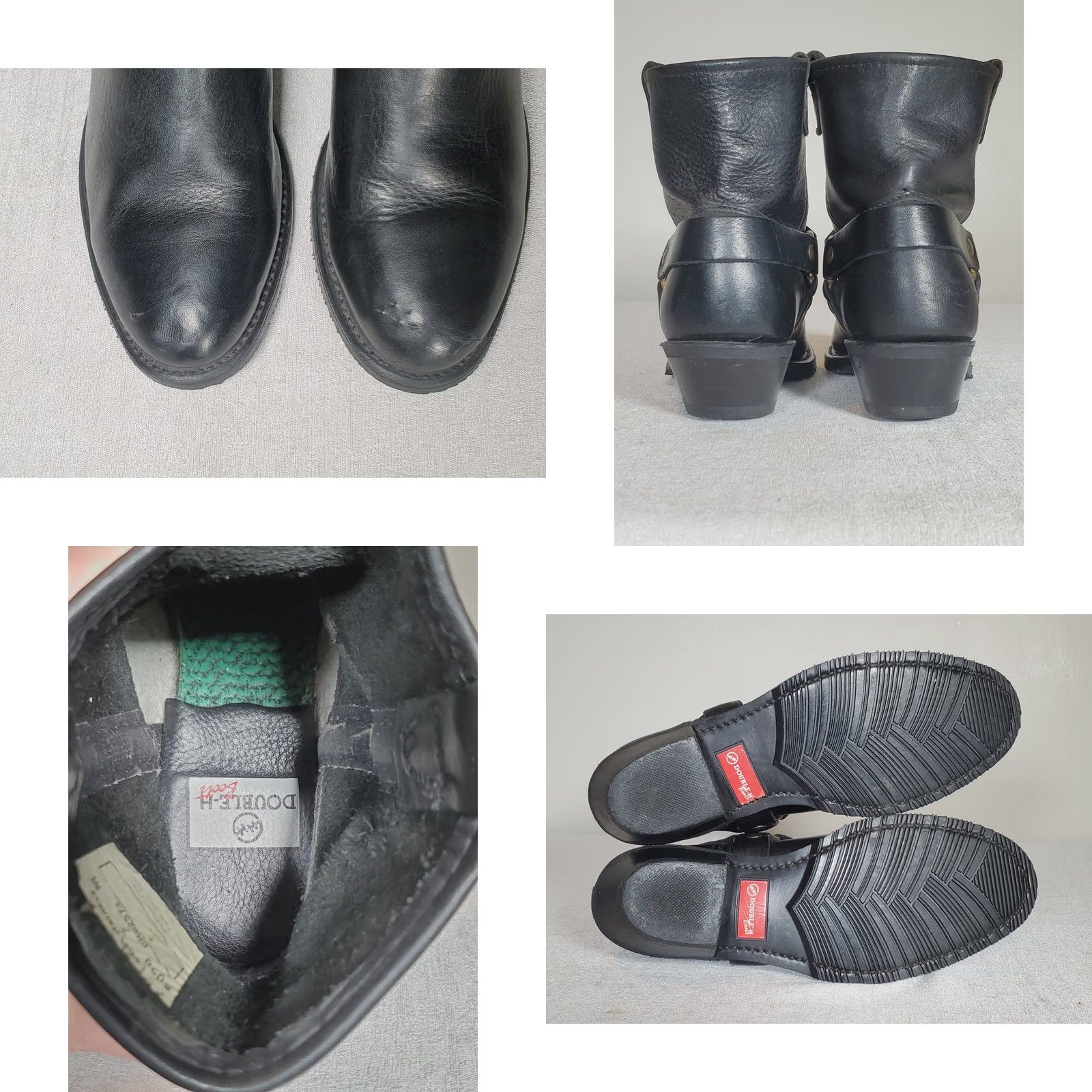 Vintage Double-H Boots Ladies Harness Black Leather Moto Western 5026 Women's US 7 M Boots Size US 7 / IT 37 - 8 Thumbnail