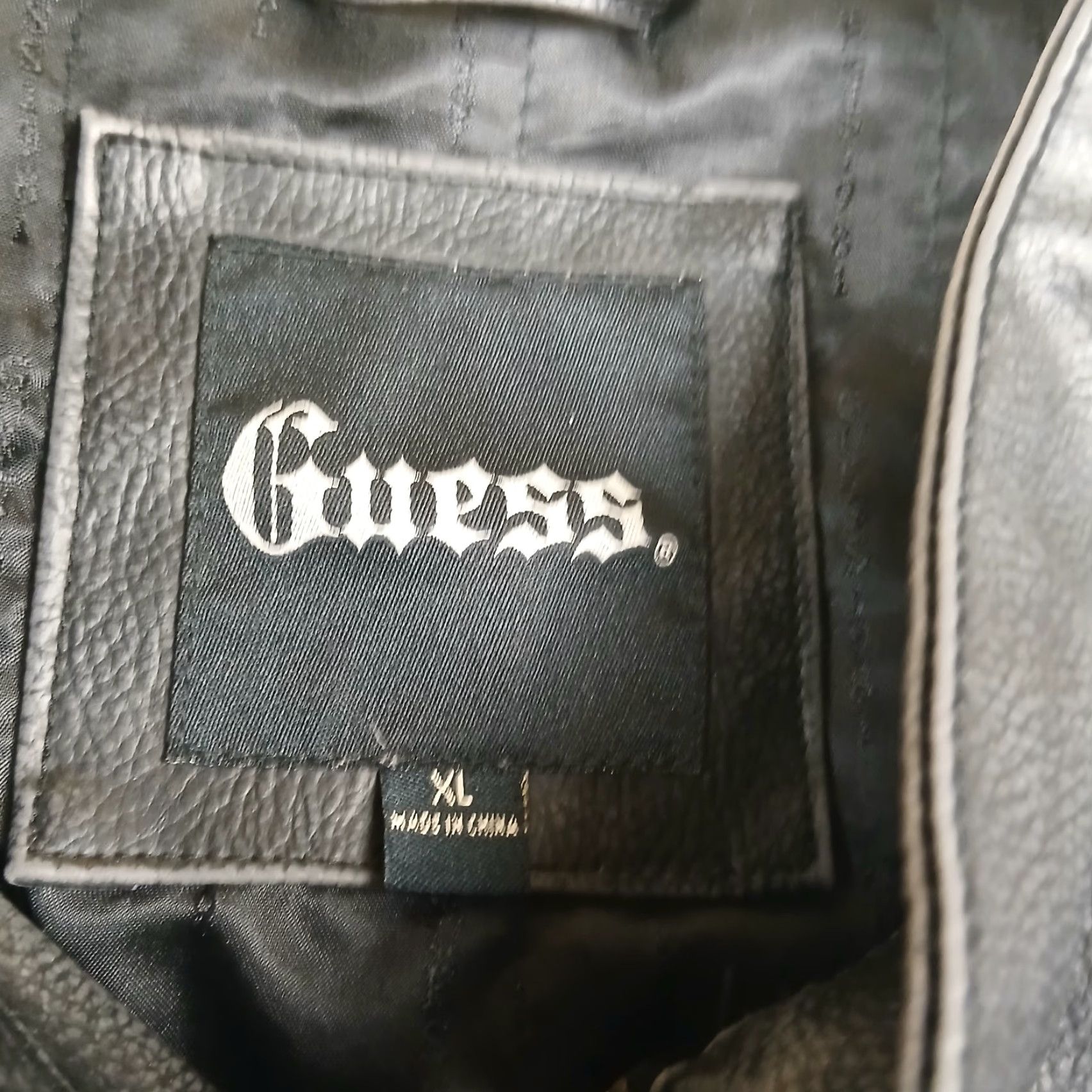 Guess GUESS Motorcycle Jacket Mens XL Black Faux-Leather Band Collar Full Zip Zipper Pockets Regular Fit Short Coat Size US XL / EU 56 / 4 - 6 Thumbnail