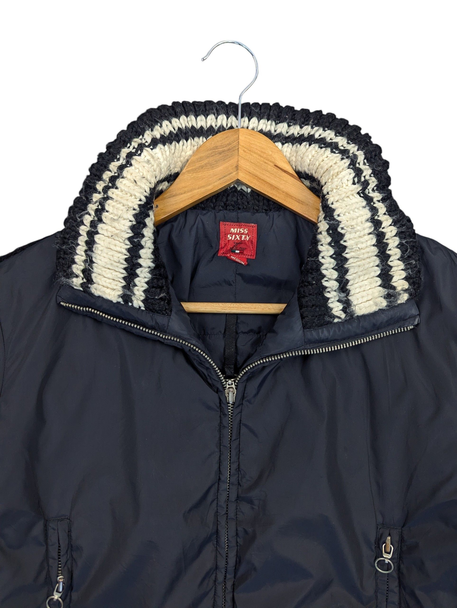 Vintage Y2K Miss Sixty Wool Knit Zipper Jacket Size M in Black, Women's — image 2 of 6