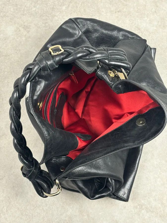 Vintage Cesare Paciotti Black Gold Stripe Leather Shoulder Bag Size ONE SIZE - 15 Thumbnail