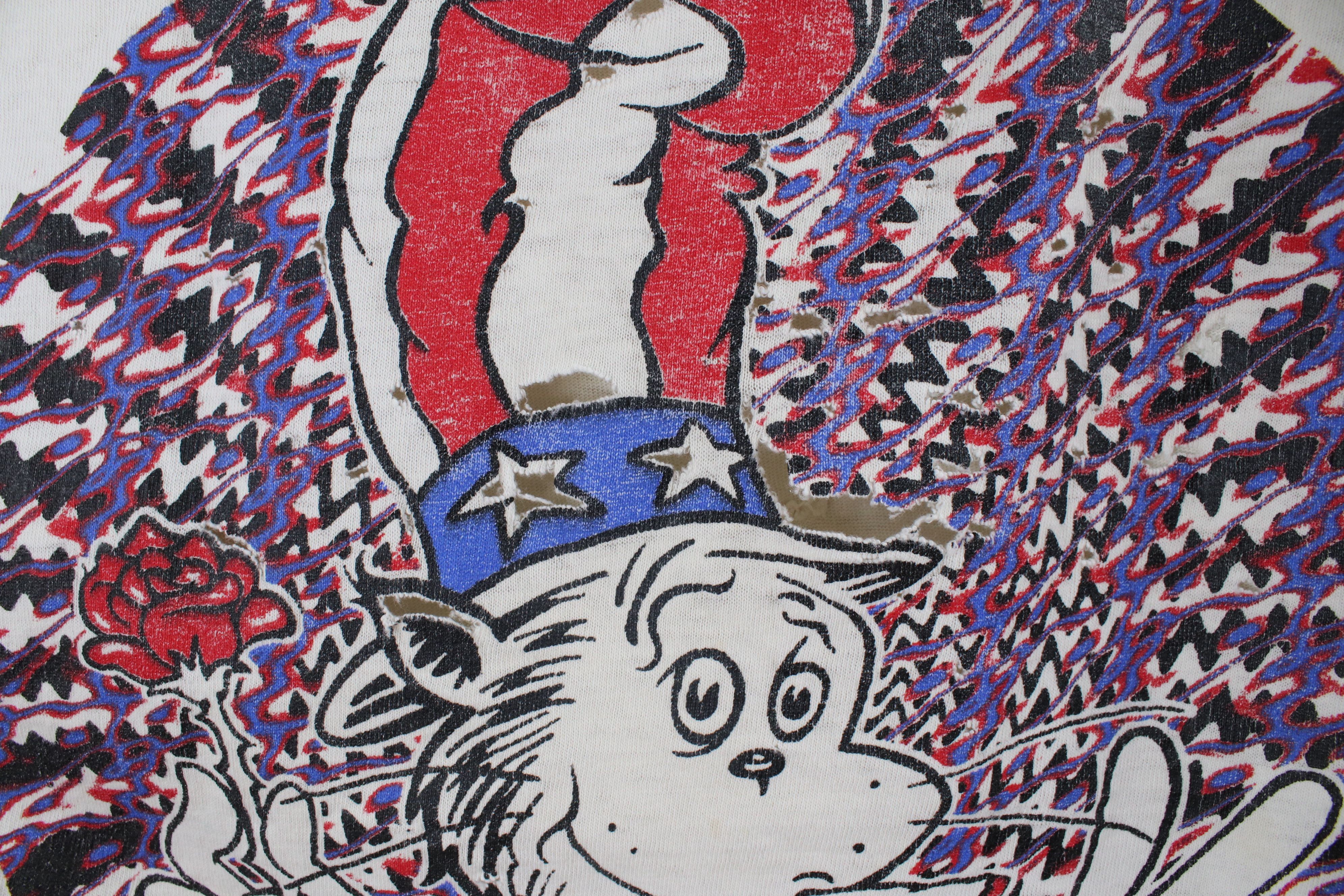 Vintage Vintage 90s Cat In the Hat Grateful Dead Band T-Shirt USA Size US XL / EU 56 / 4 - 8 Thumbnail
