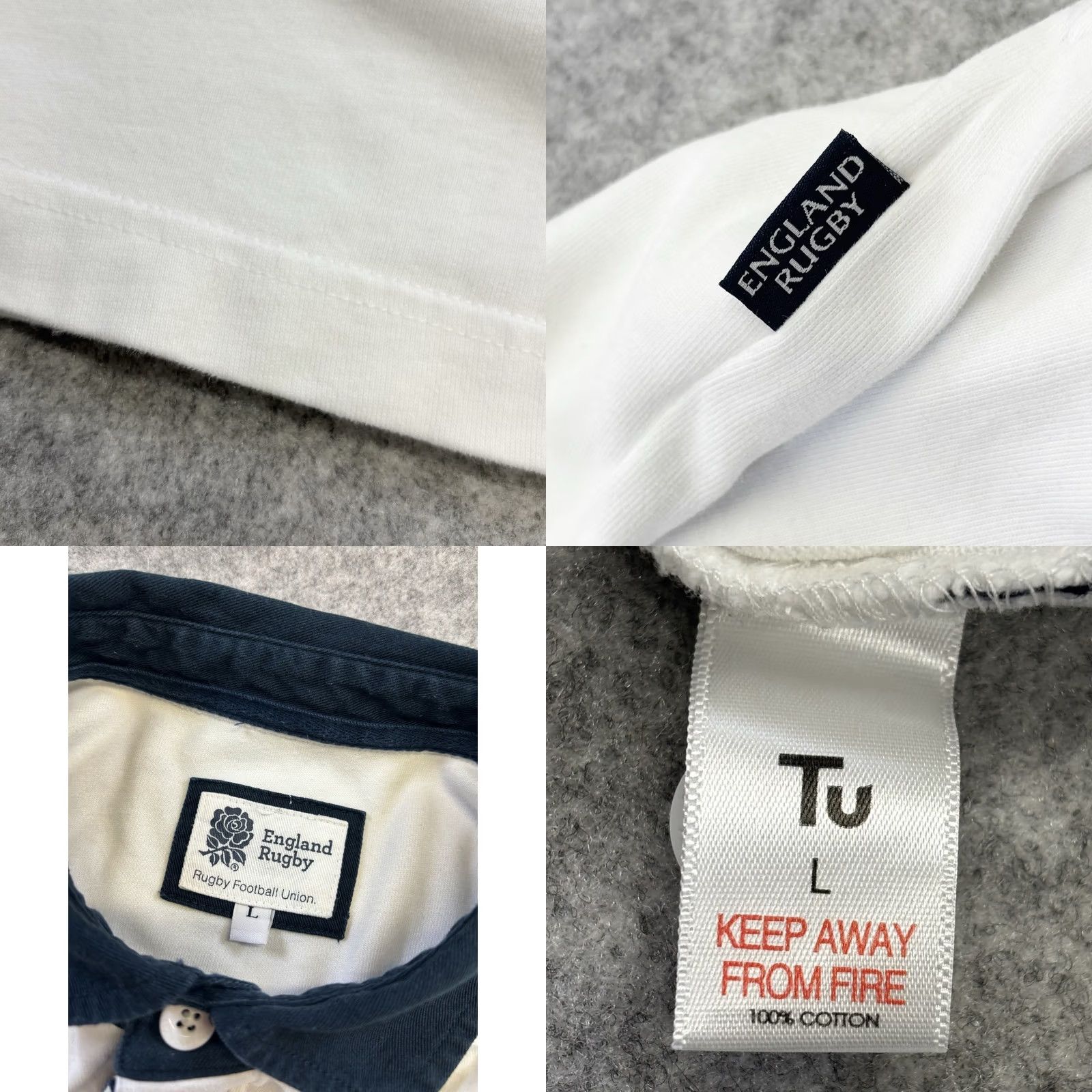 Vintage VINTAGE TU England Rugby Polo Shirt Large Mens White Long Sleeve Top Used Worn Size US L / EU 52-54 / 3 - 8 Thumbnail
