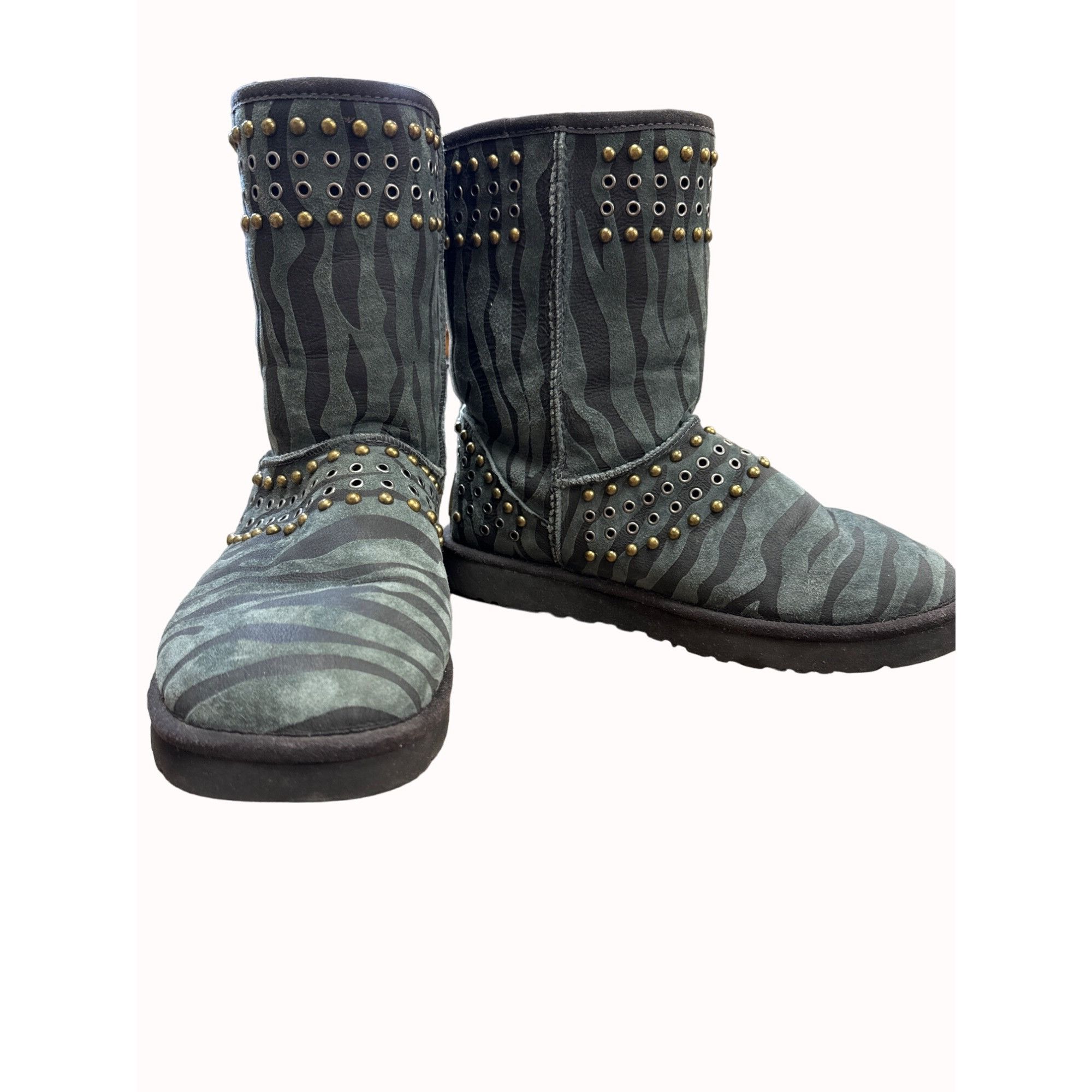 Ugg UGG x Jimmy Choo women s green leather zebra studded boots s Grailed