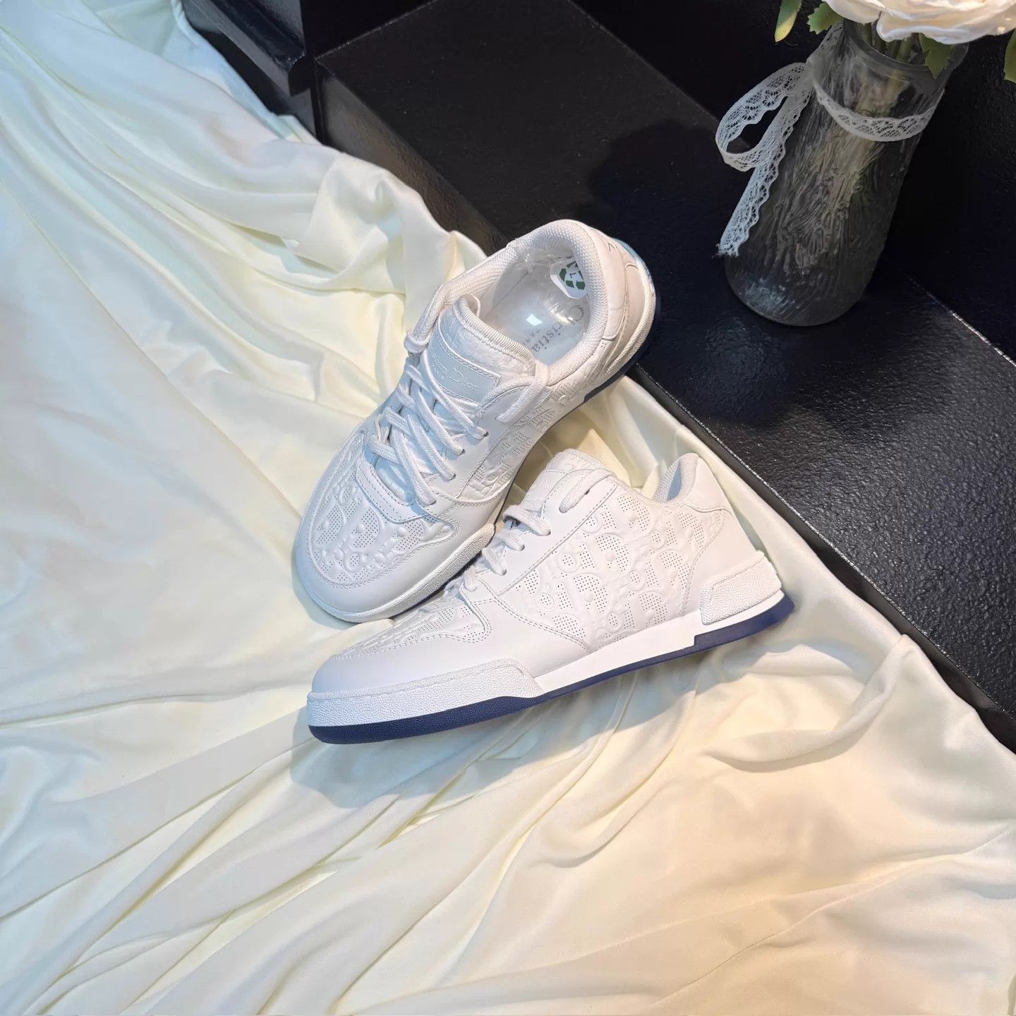 Dior Dior One White & Blue Embossed All-Over Sneaker EU35 New Size US 4.5 / IT 34.5 - 1 Thumbnail