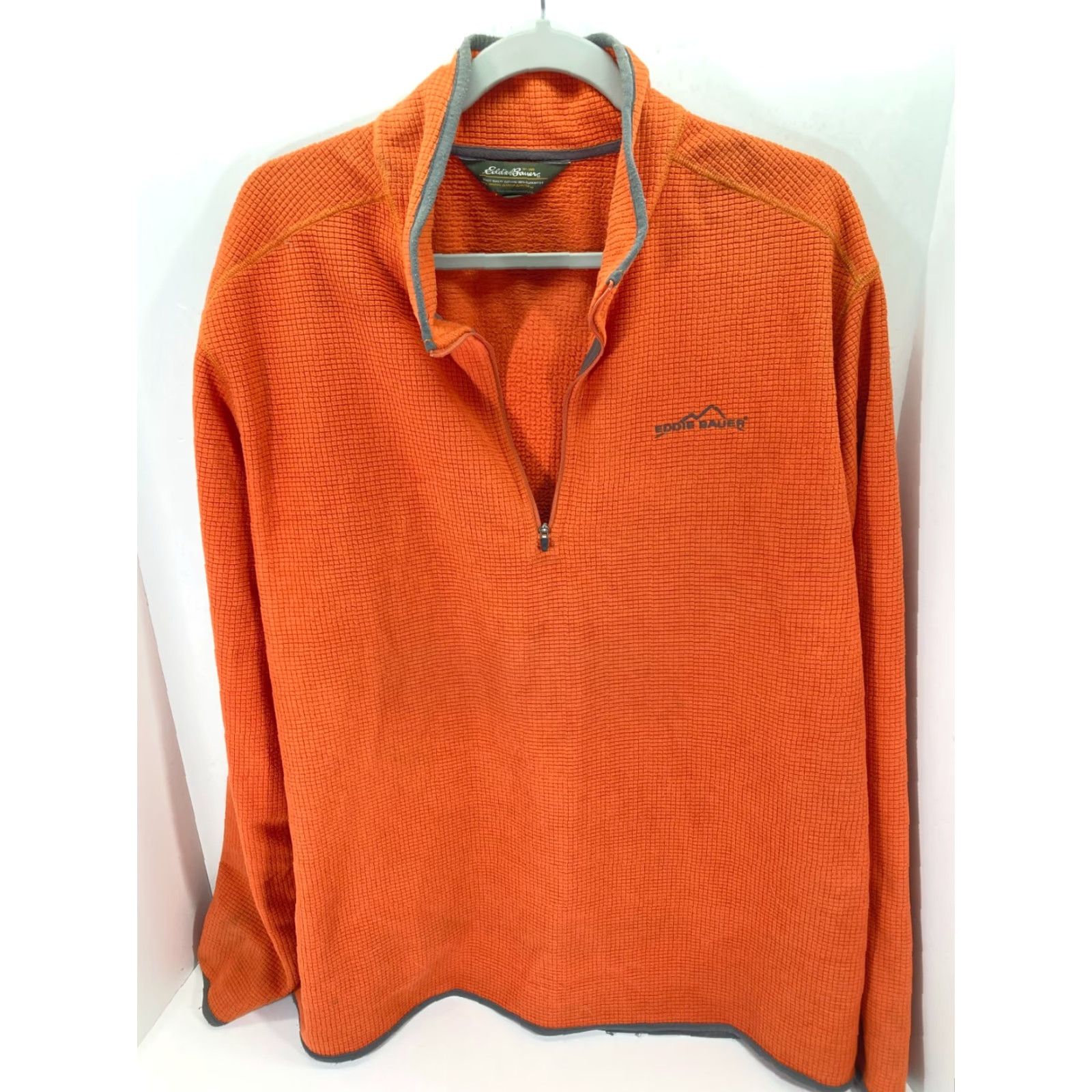 Eddie Bauer Eddie Bauer Sweater Mens L Orange Waffle Grid 1/4 Zip Outdoor Logo Pullover Size US L / EU 52-54 / 3 - 2 Thumbnail