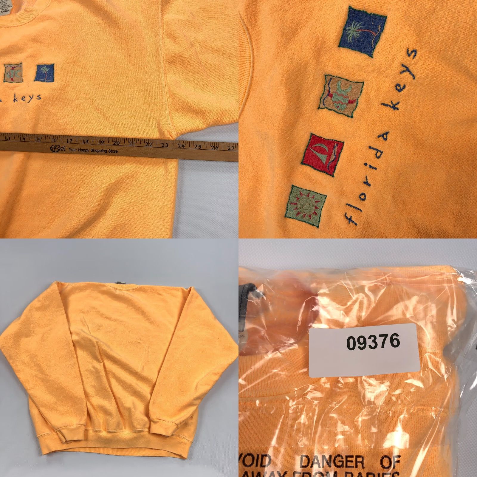 Vintage VINTAGE Florida Keys Sweatshirt Womens XL Crew Neck Peach Orange 90s VSCO Logo Pullover Size XL / US 12-14 / IT 48-50 - 8 Thumbnail