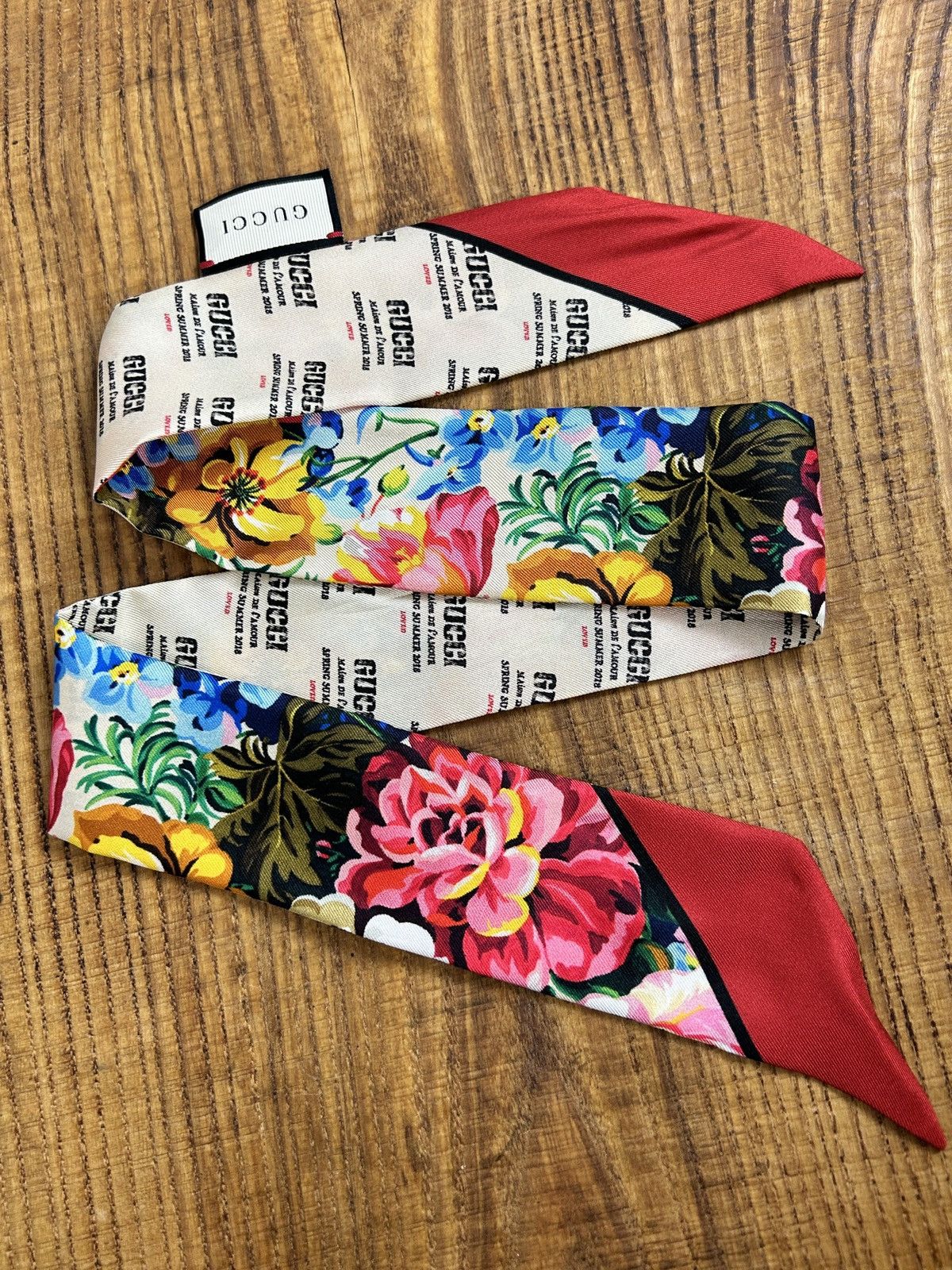 Gucci Gucci Silk Scarf Neck Bow Floral Flowers SS18 Limited Size ONE SIZE - 2 Thumbnail