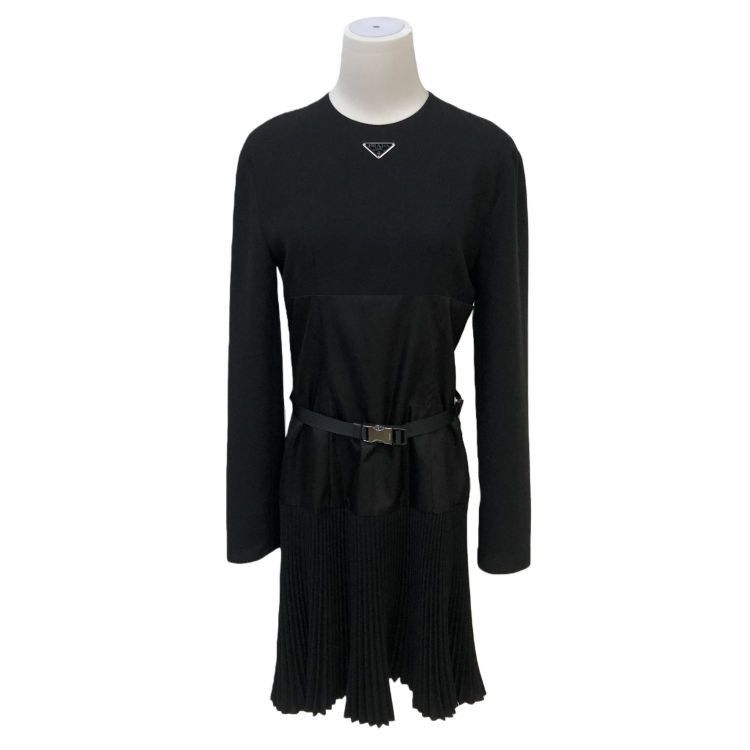 Prada Prada Black Logo Plate Buckle Belt Dress Size 38 Size XS / US 0-2 / IT 36-38 - 1 Thumbnail