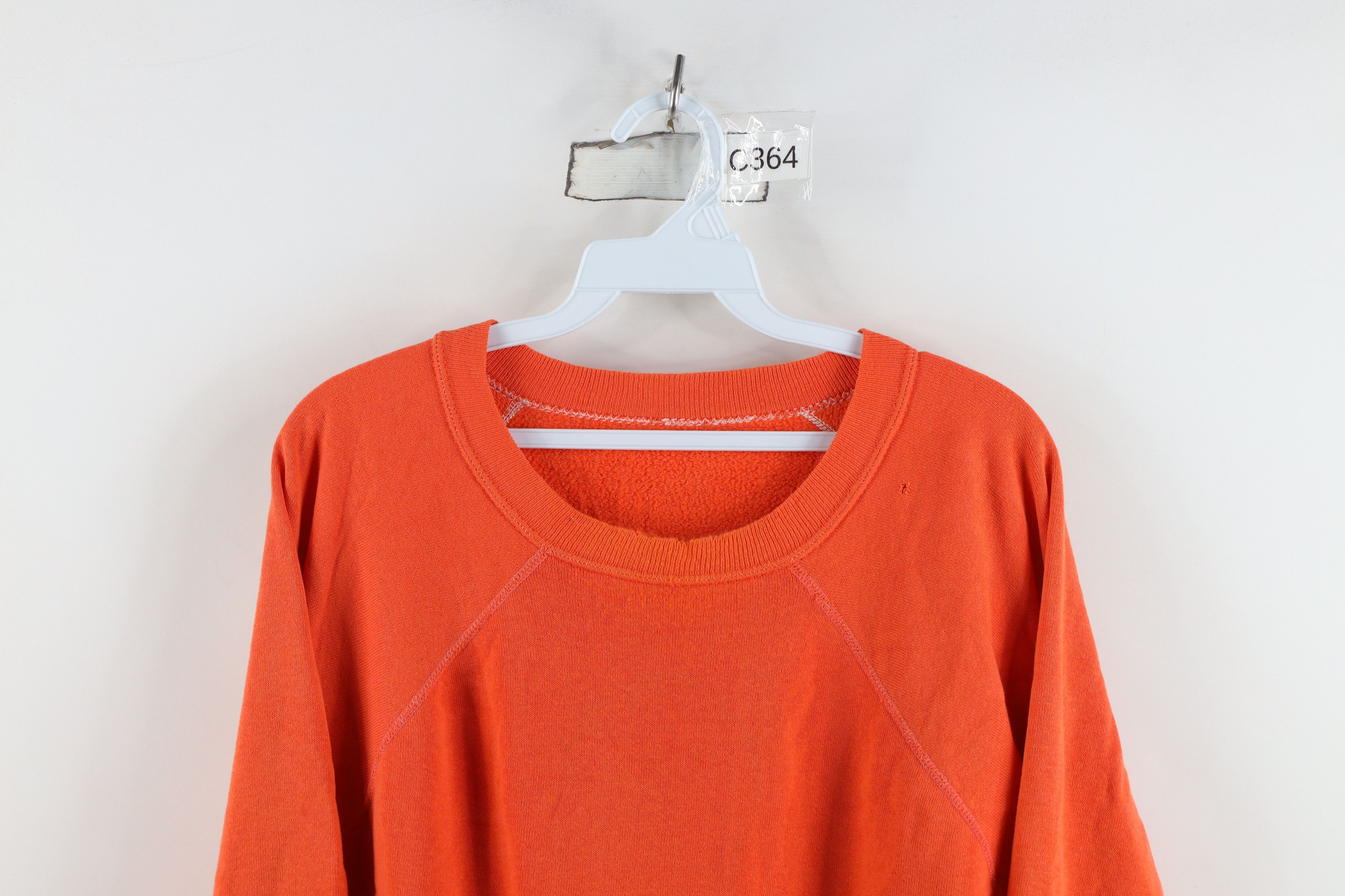 Vintage Vintage 70s Streetwear Blank Crewneck Sweatshirt Orange USA Size US XL / EU 56 / 4 - 2 Thumbnail
