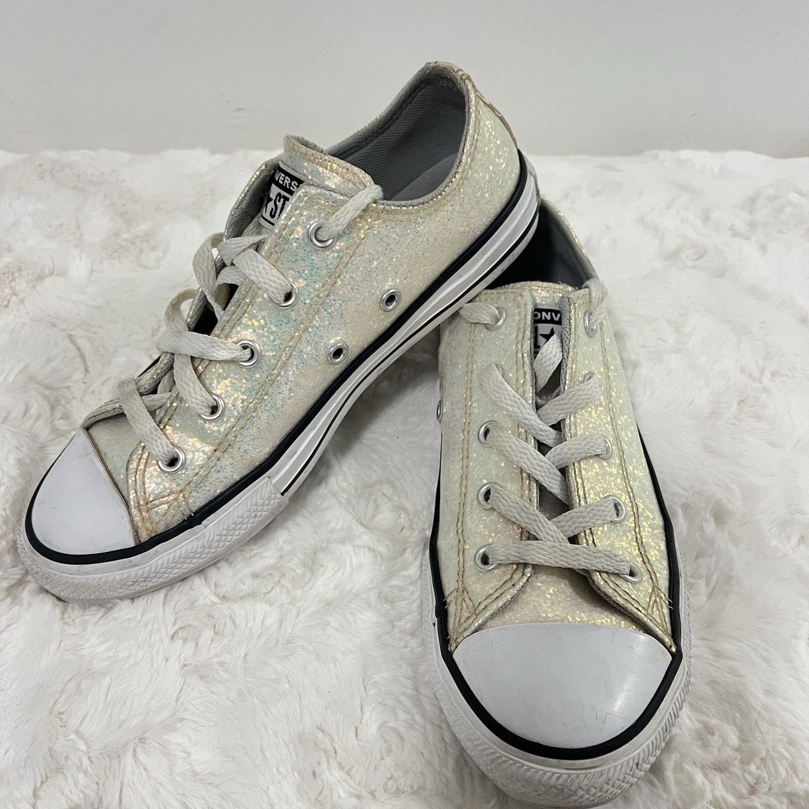 Converse Converse All Star Iridescent Sneaker Girl Sz 3 White Low Top Size US 4 / IT 34 - 8 Thumbnail