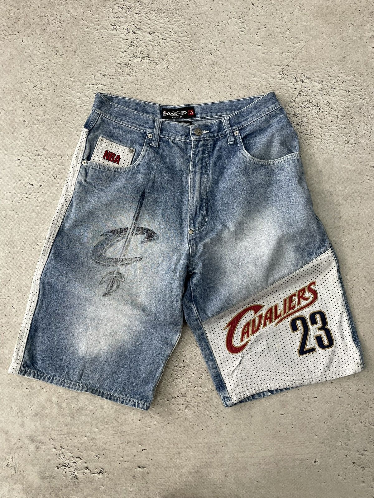 NBA Rare denim distressed NBA JAMES y2k shorts Size US 34 / EU 50 - 1 Thumbnail